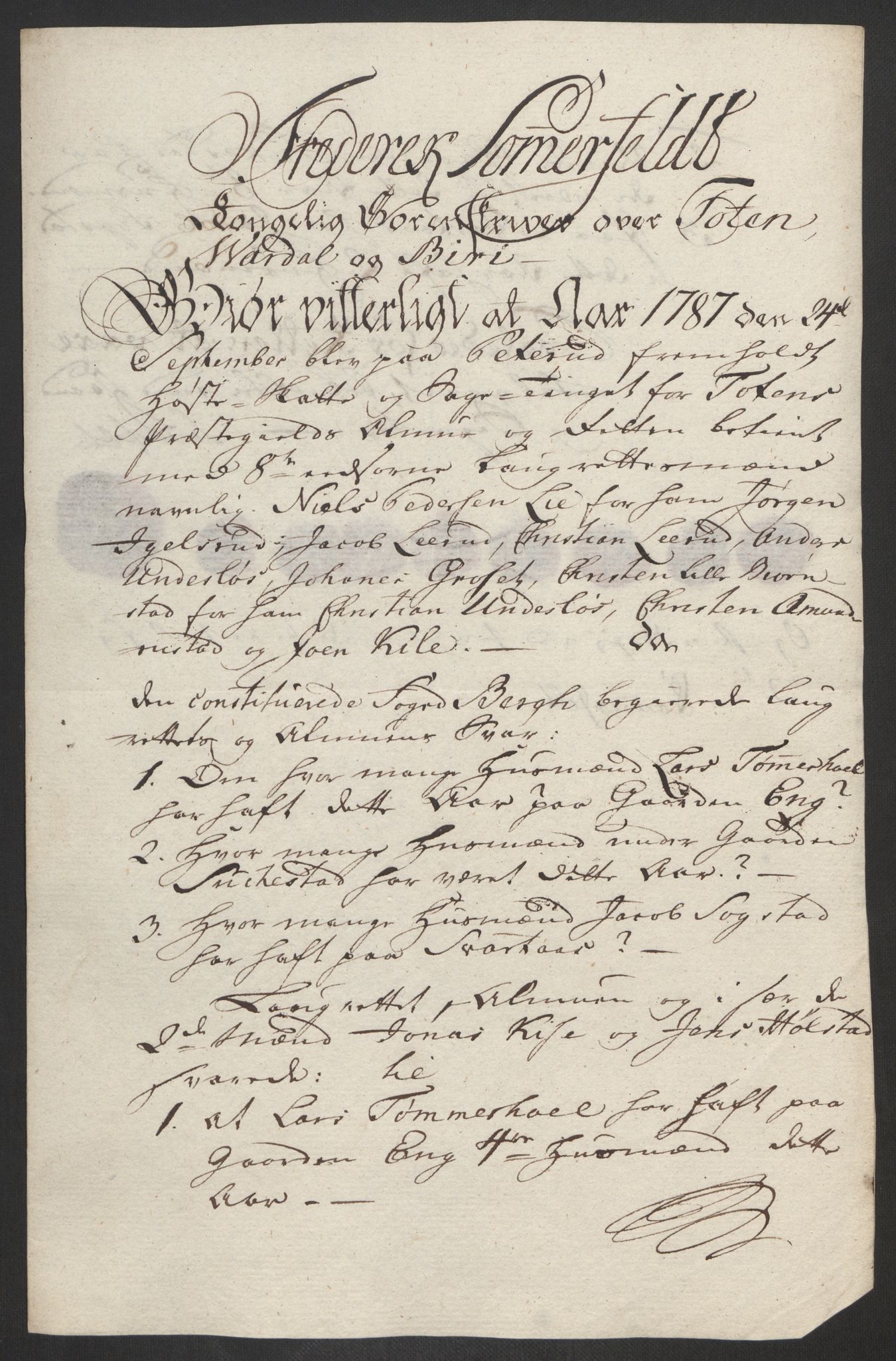 Rentekammeret inntil 1814, Reviderte regnskaper, Fogderegnskap, RA/EA-4092/R19/L1374: Fogderegnskap Toten, Hadeland og Vardal, 1787, s. 82