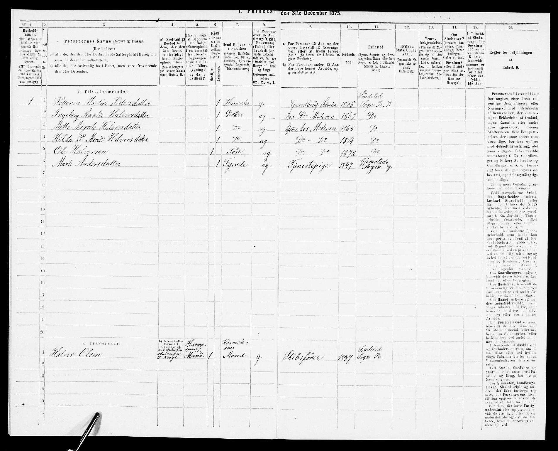 SAK, Folketelling 1875 for 0913L Risør prestegjeld, Søndeled sokn, 1875, s. 59