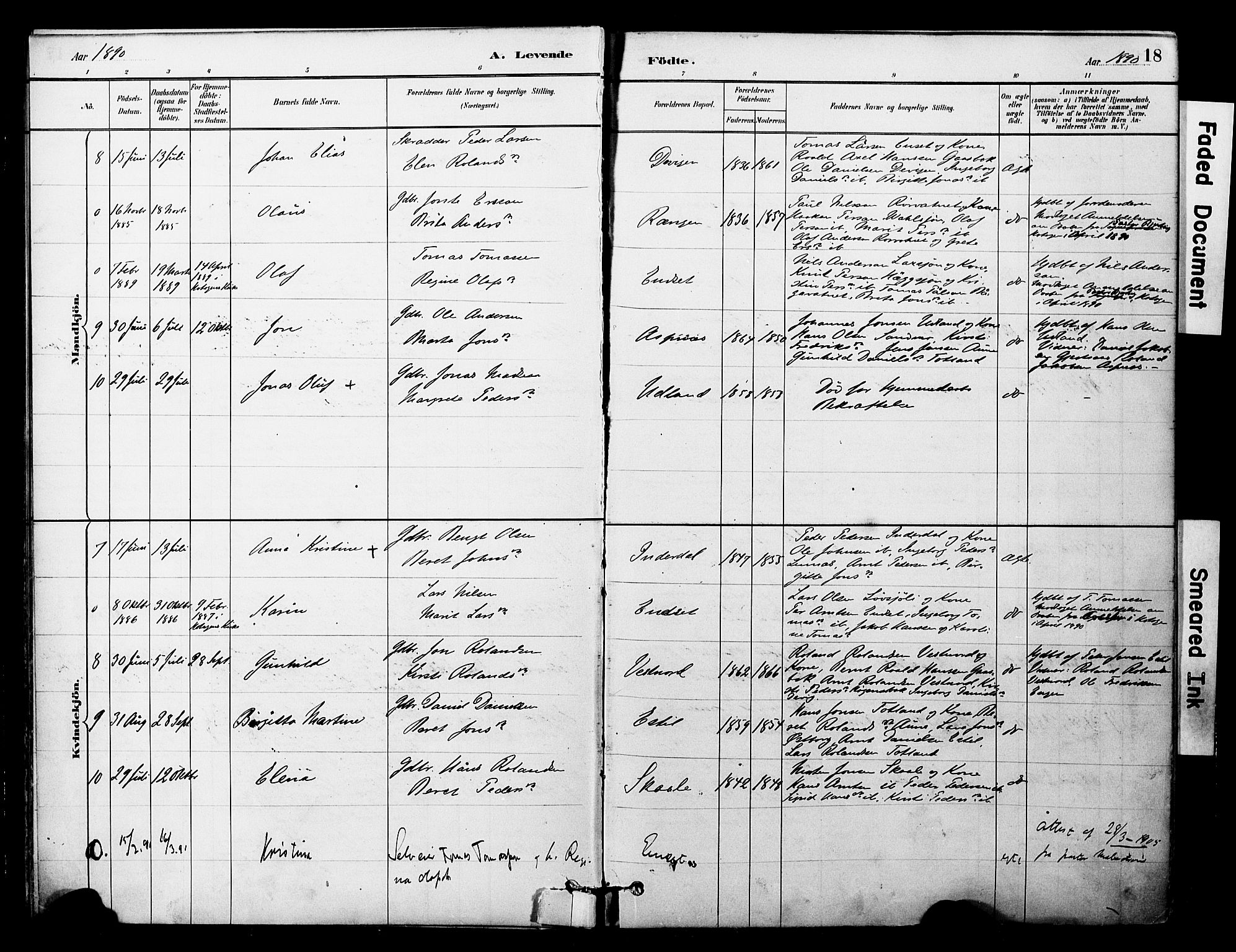 Ministerialprotokoller, klokkerbøker og fødselsregistre - Nord-Trøndelag, AV/SAT-A-1458/757/L0505: Ministerialbok nr. 757A01, 1882-1904, s. 18