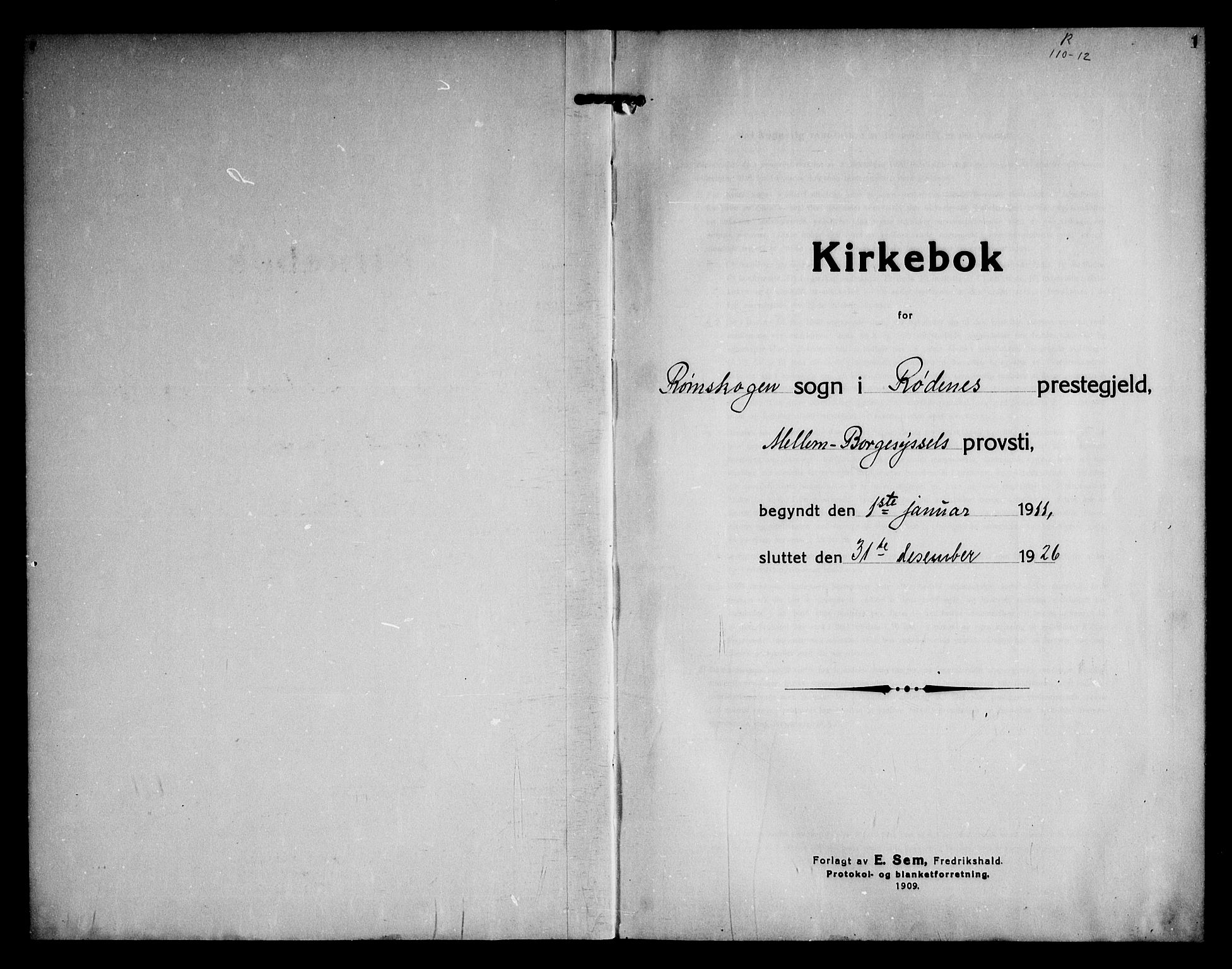 Rødenes prestekontor Kirkebøker, AV/SAO-A-2005/F/Fb/L0004: Ministerialbok nr. II 4, 1911-1926, s. 1