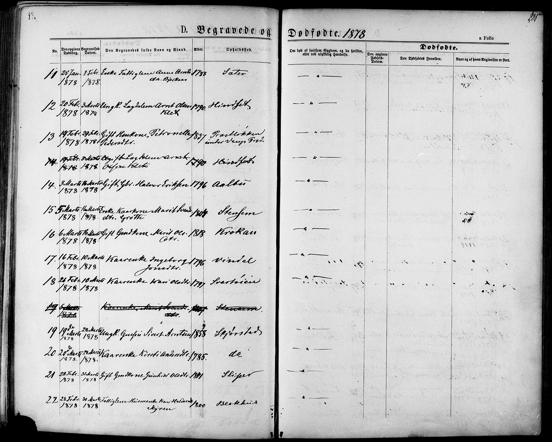 Ministerialprotokoller, klokkerbøker og fødselsregistre - Sør-Trøndelag, SAT/A-1456/678/L0900: Ministerialbok nr. 678A09, 1872-1881, s. 225