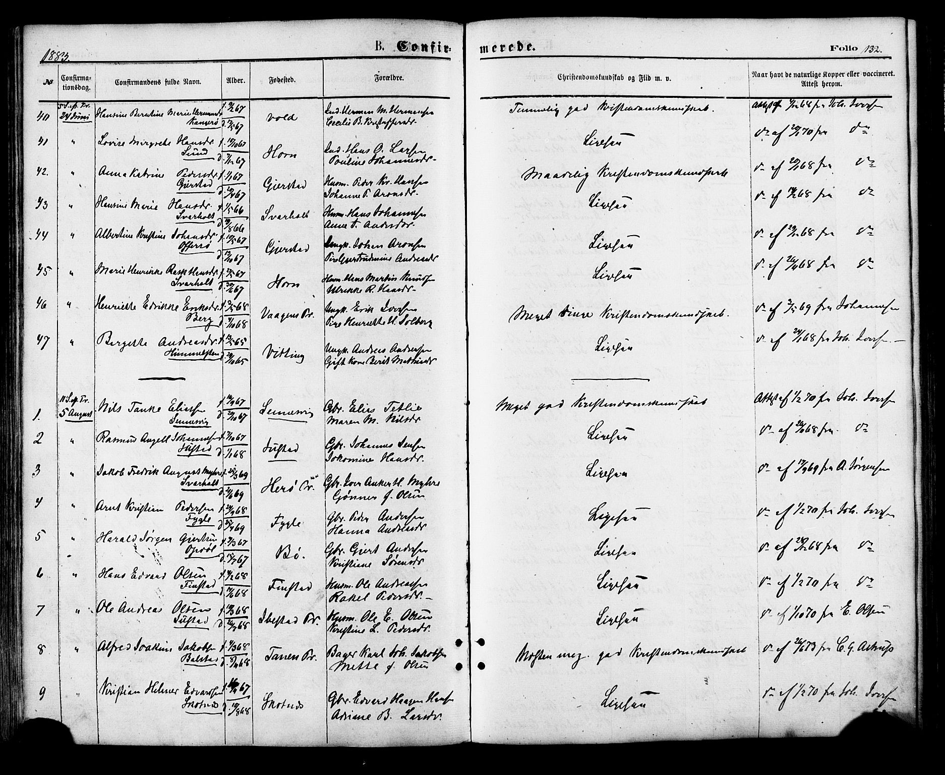 Ministerialprotokoller, klokkerbøker og fødselsregistre - Nordland, AV/SAT-A-1459/881/L1166: Klokkerbok nr. 881C03, 1876-1885, s. 132