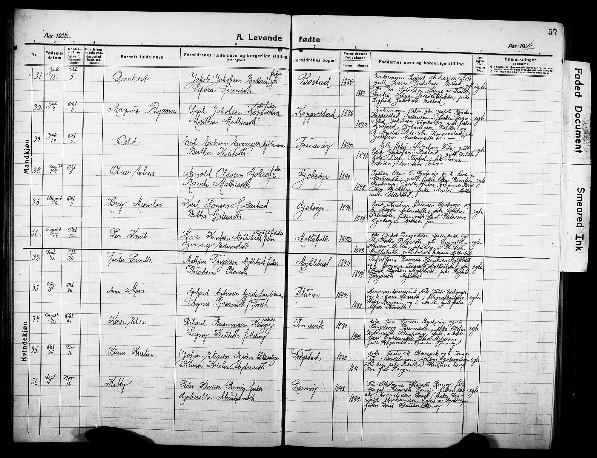 Ministerialprotokoller, klokkerbøker og fødselsregistre - Møre og Romsdal, AV/SAT-A-1454/507/L0084: Klokkerbok nr. 507C07, 1919-1932, s. 57