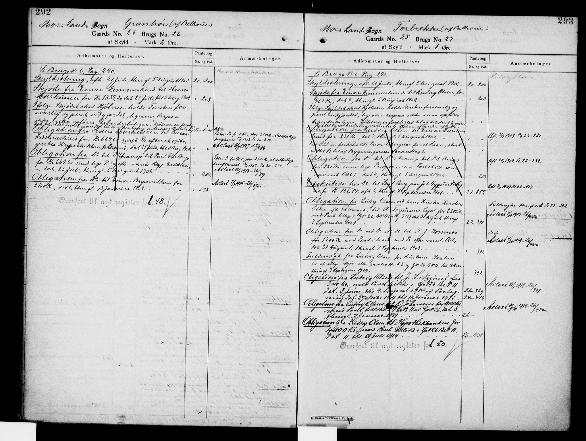 Moss sorenskriveri, AV/SAO-A-10168: Panteregister nr. IV 5, 1899-1925, s. 292-293