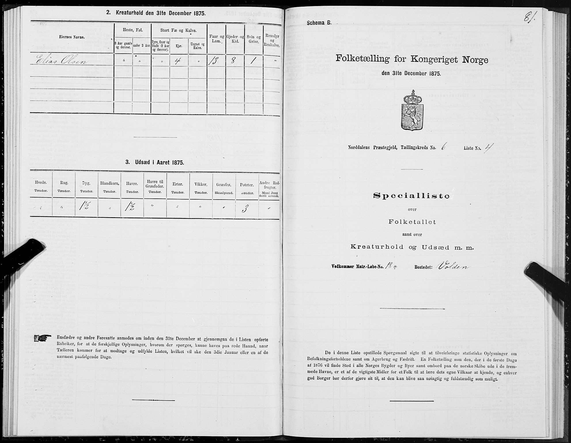 SAT, Folketelling 1875 for 1524P Norddal prestegjeld, 1875, s. 3081