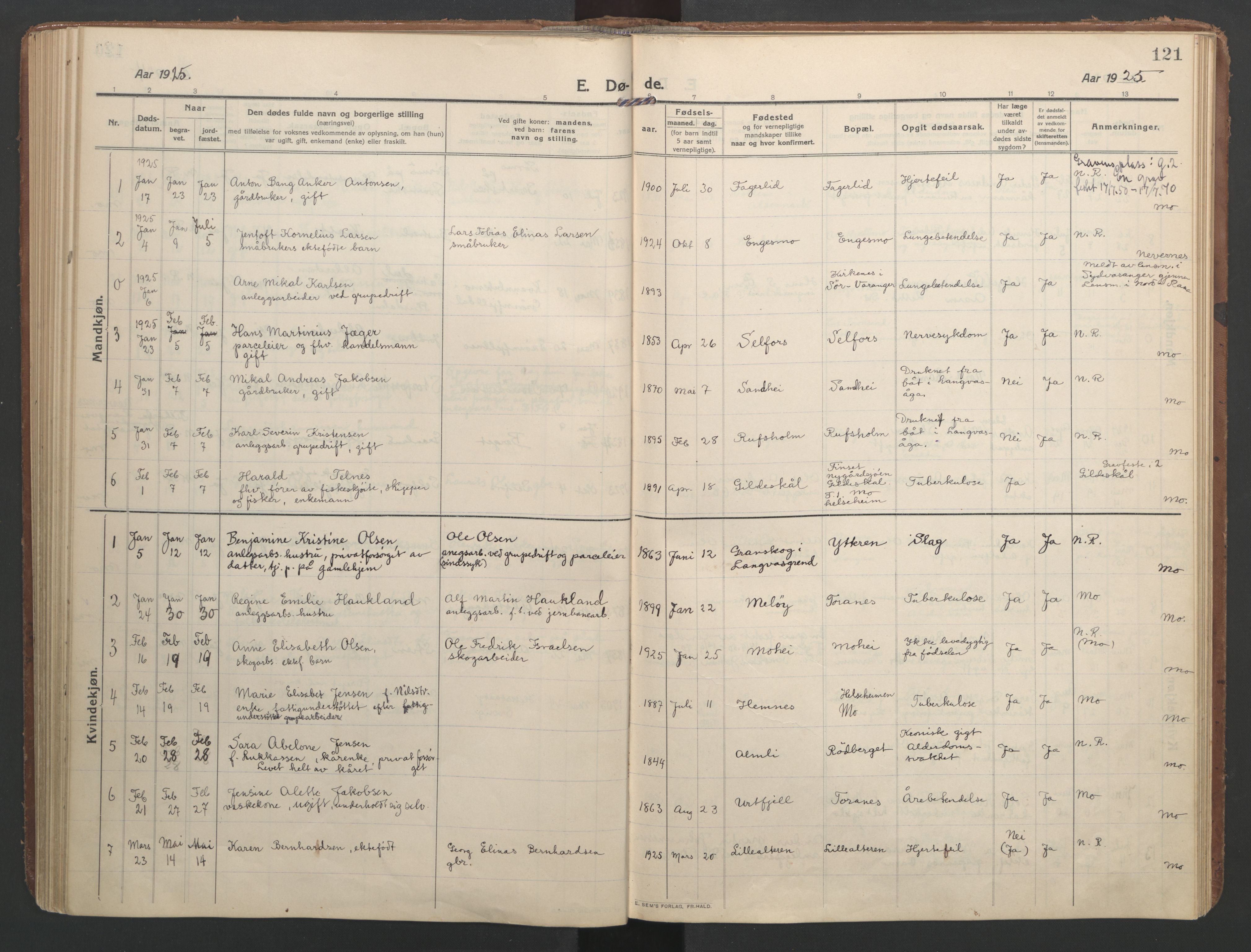 Ministerialprotokoller, klokkerbøker og fødselsregistre - Nordland, AV/SAT-A-1459/827/L0405: Ministerialbok nr. 827A17, 1912-1925, s. 121