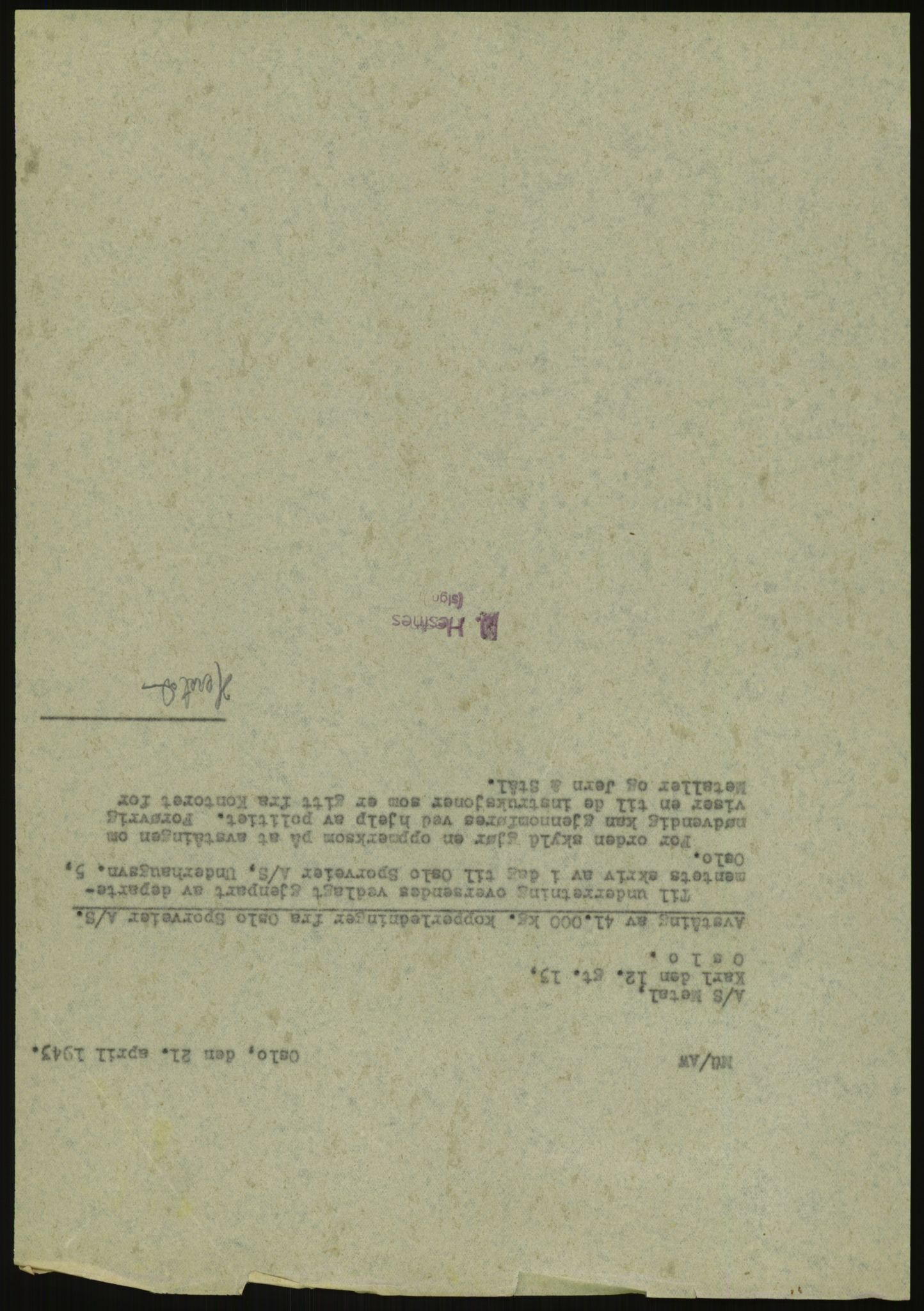 Direktoratet for industriforsyning, Sekretariatet, AV/RA-S-4153/D/Df/L0054: 9. Metallkontoret, 1940-1945, s. 2471