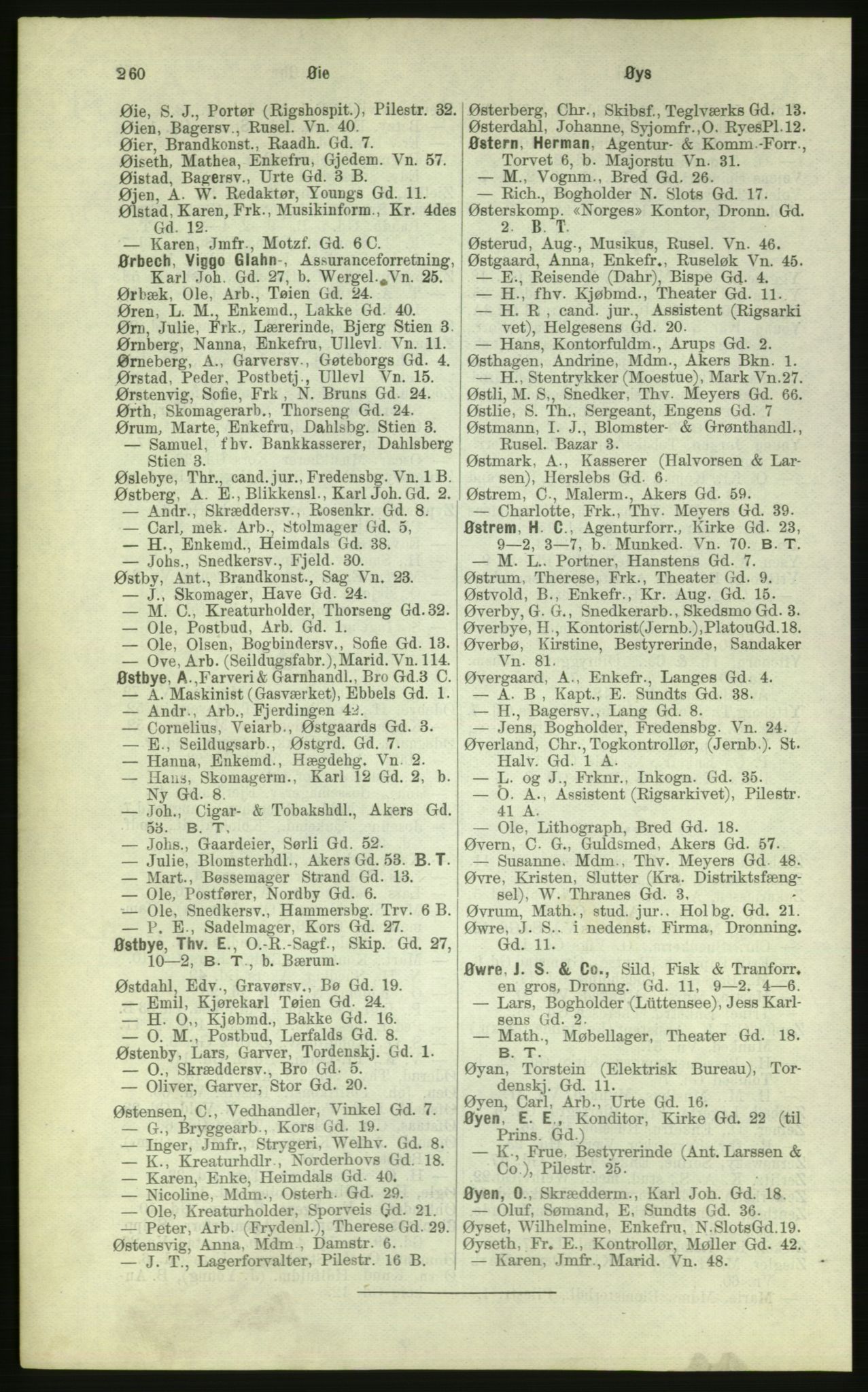 Kristiania/Oslo adressebok, PUBL/-, 1884, s. 260