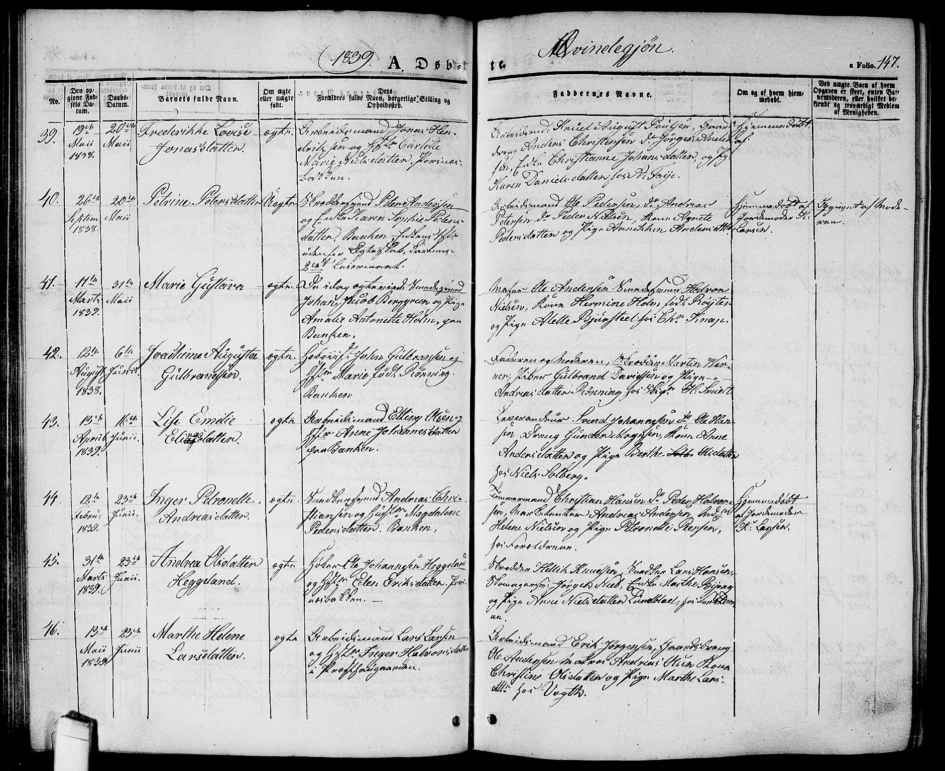 Halden prestekontor Kirkebøker, AV/SAO-A-10909/G/Ga/L0003: Klokkerbok nr. 3, 1834-1844, s. 147