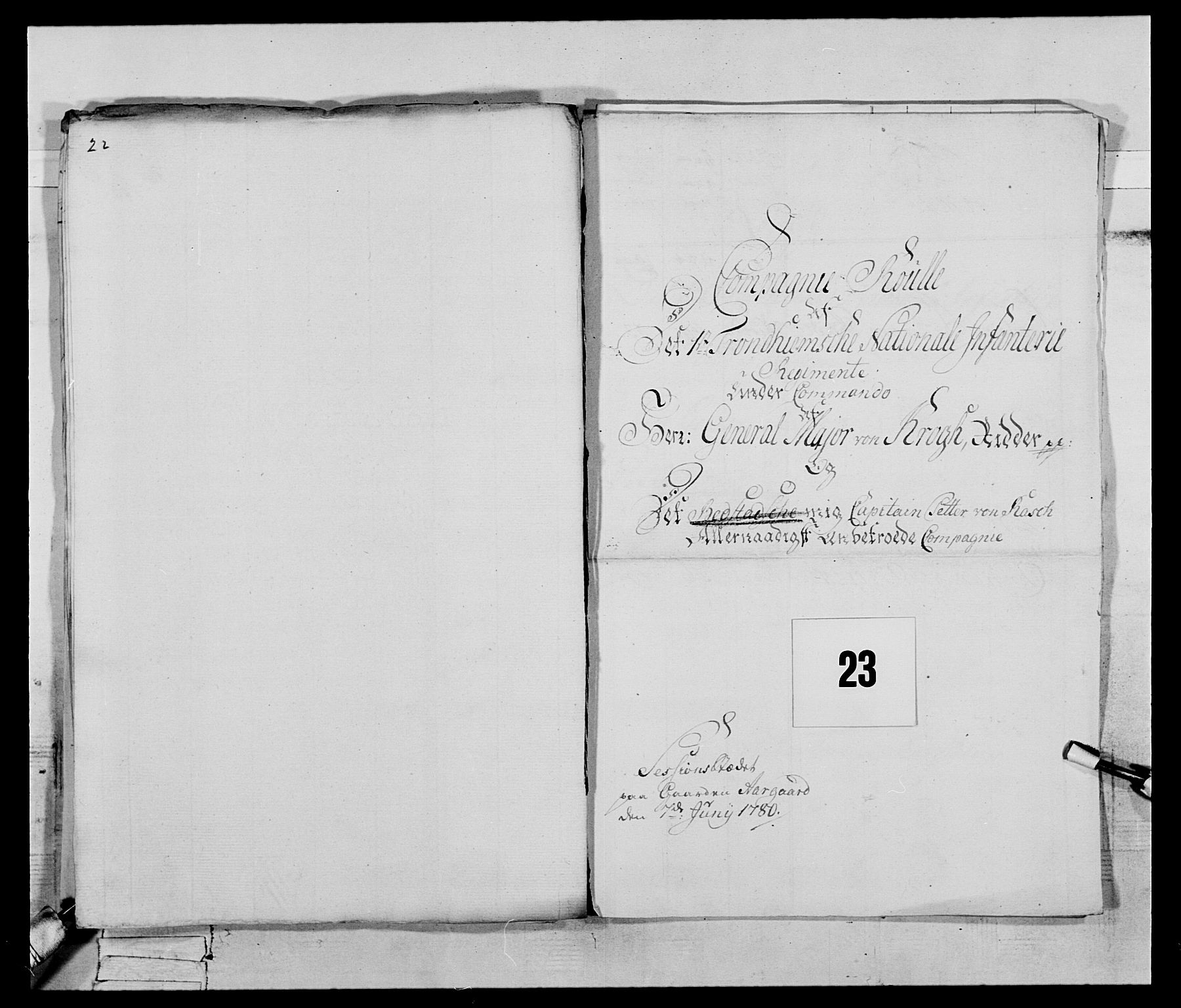 Generalitets- og kommissariatskollegiet, Det kongelige norske kommissariatskollegium, RA/EA-5420/E/Eh/L0074: 1. Trondheimske nasjonale infanteriregiment, 1780-1787, s. 108