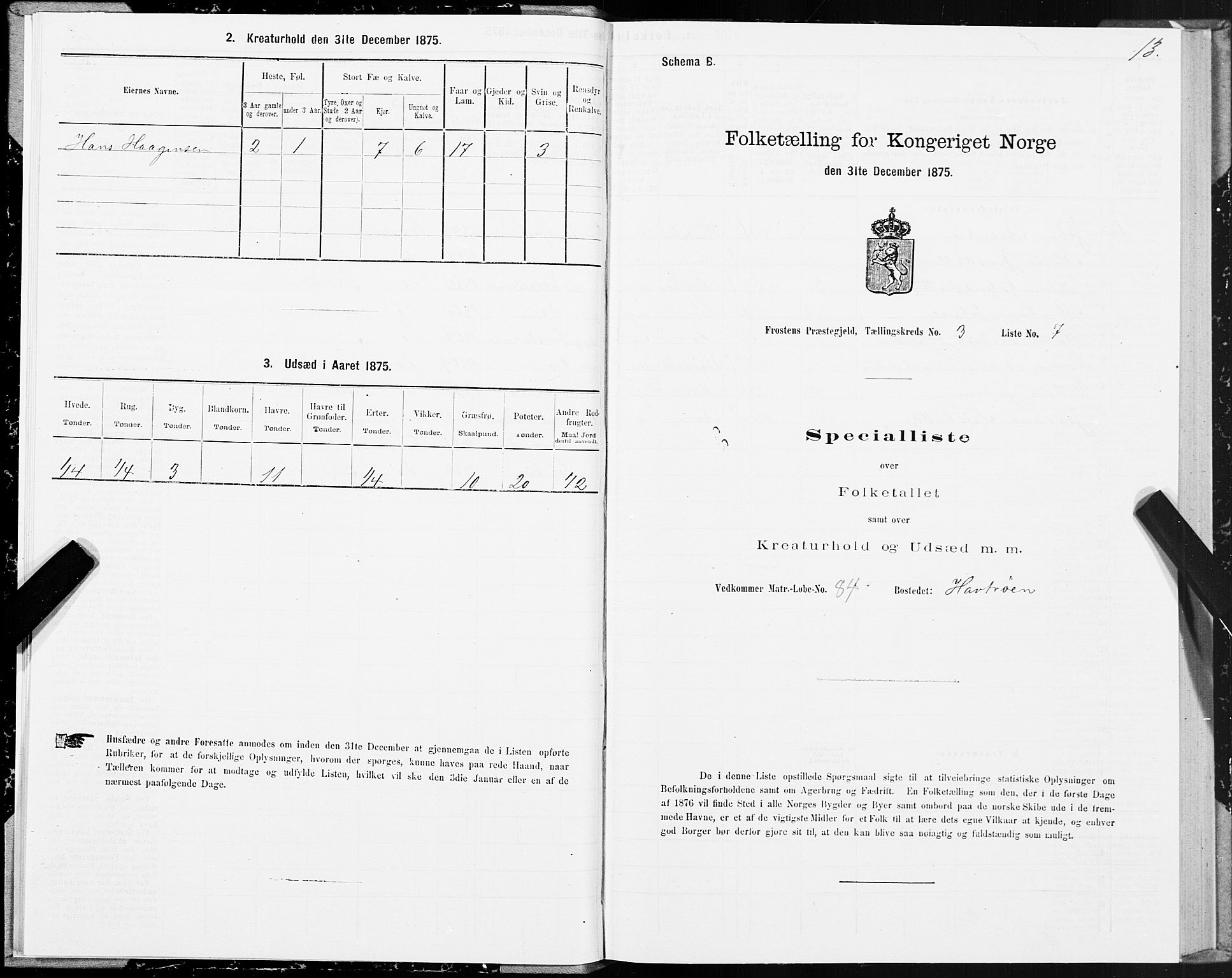 SAT, Folketelling 1875 for 1717P Frosta prestegjeld, 1875, s. 3013