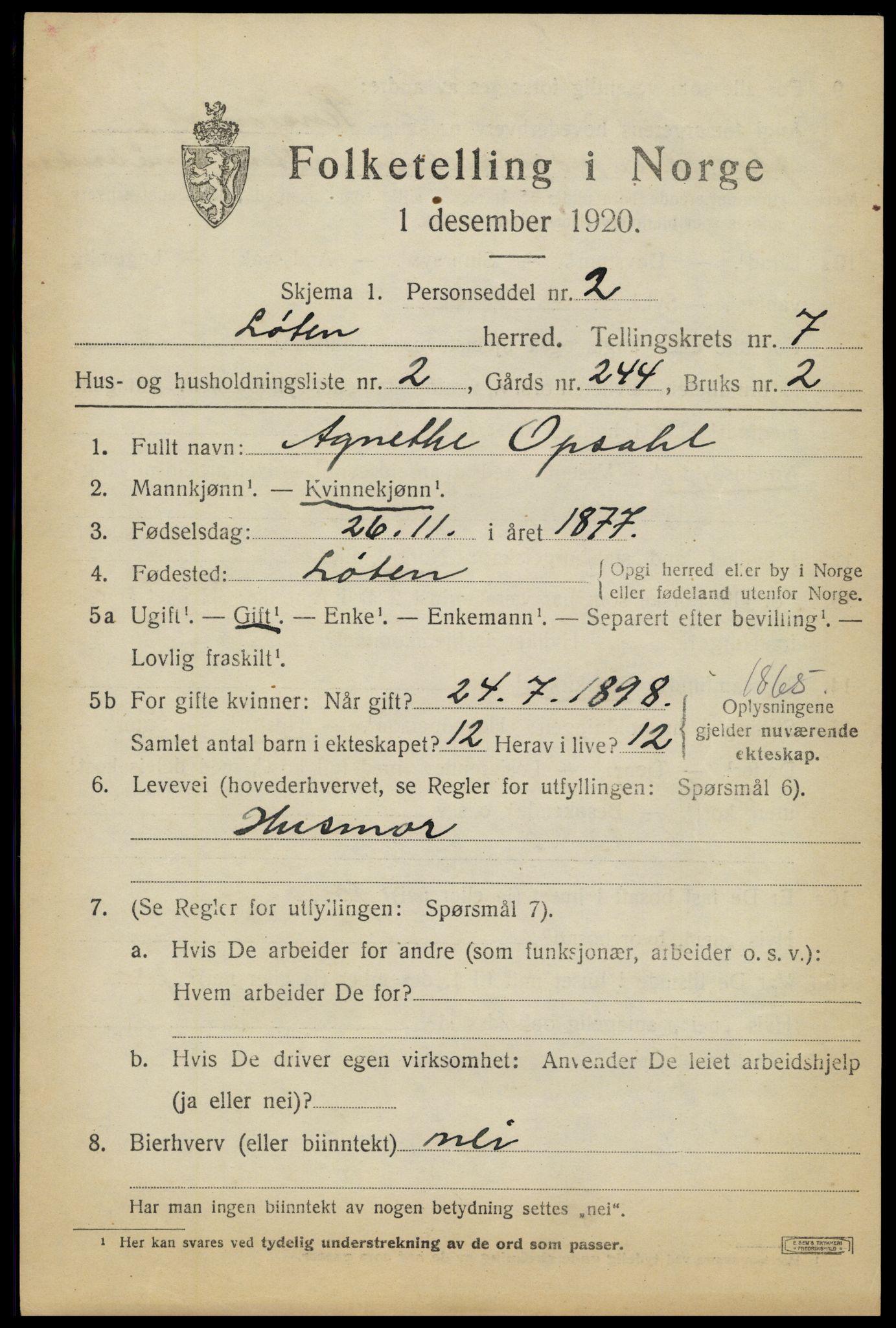 SAH, Folketelling 1920 for 0415 Løten herred, 1920, s. 13789