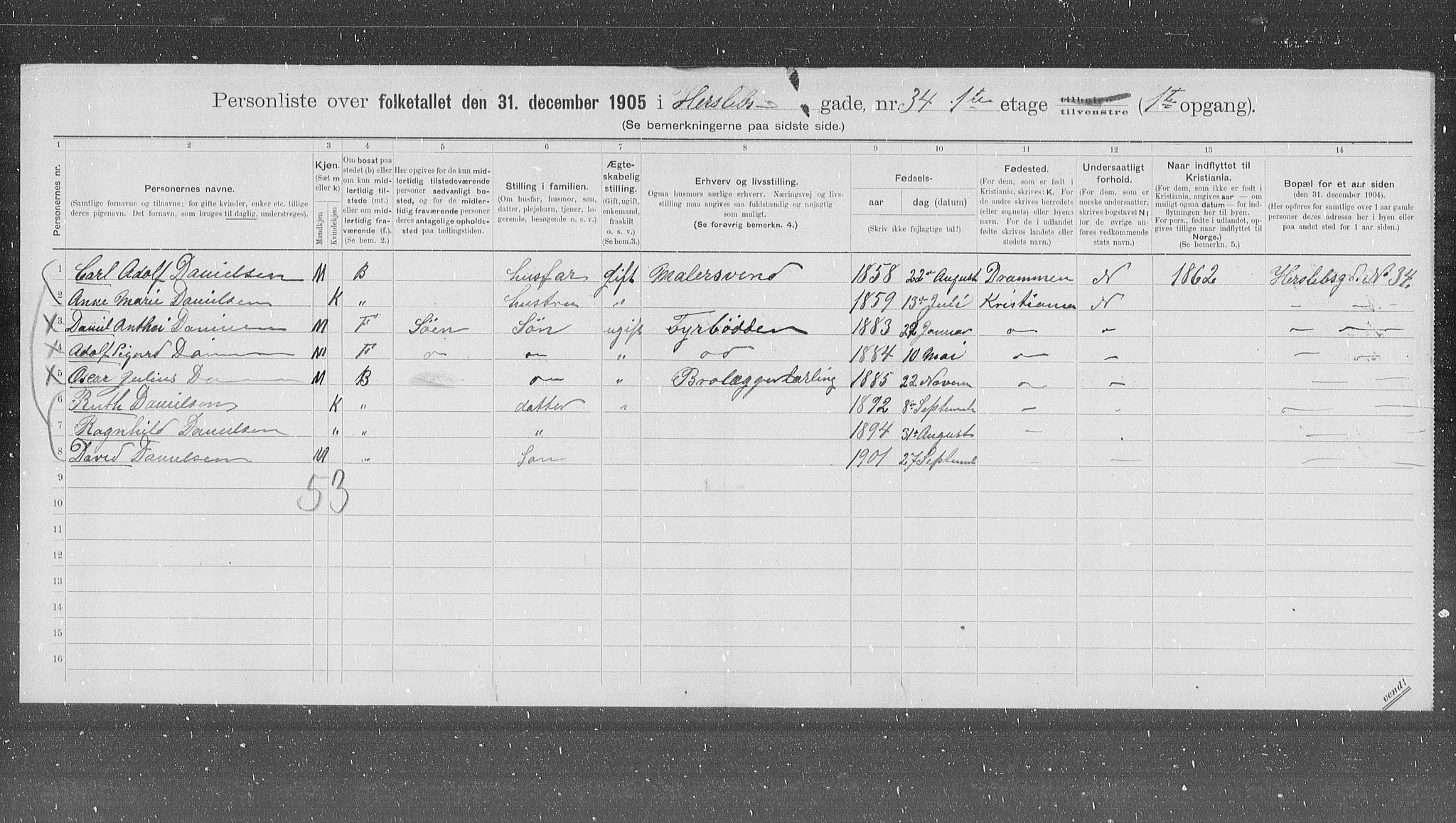 OBA, Kommunal folketelling 31.12.1905 for Kristiania kjøpstad, 1905, s. 20682