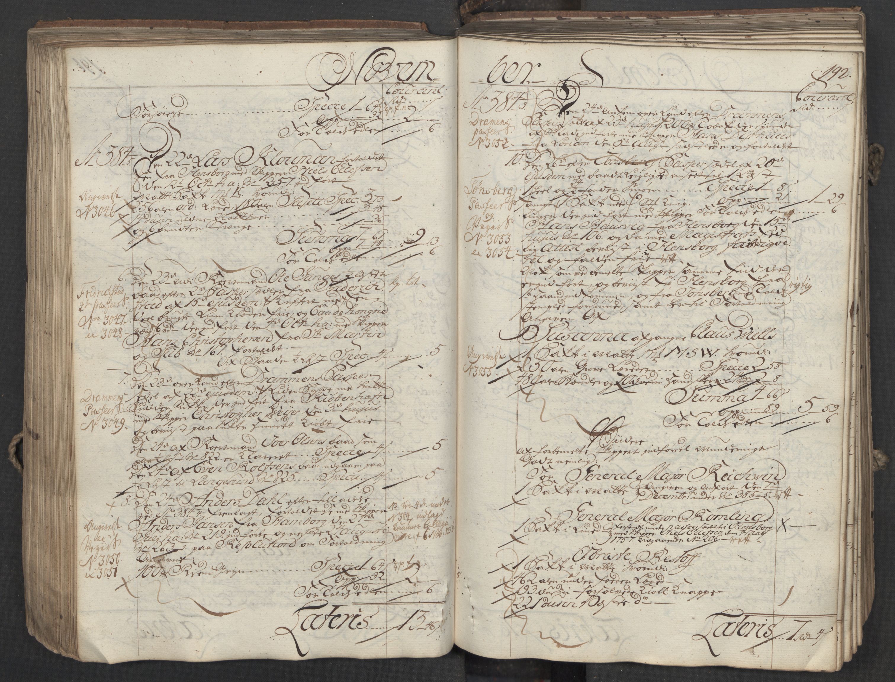 Generaltollkammeret, tollregnskaper, AV/RA-EA-5490/R06/L0037/0001: Tollregnskaper Kristiania / Inngående hovedtollbok, 1756, s. 191b-192a