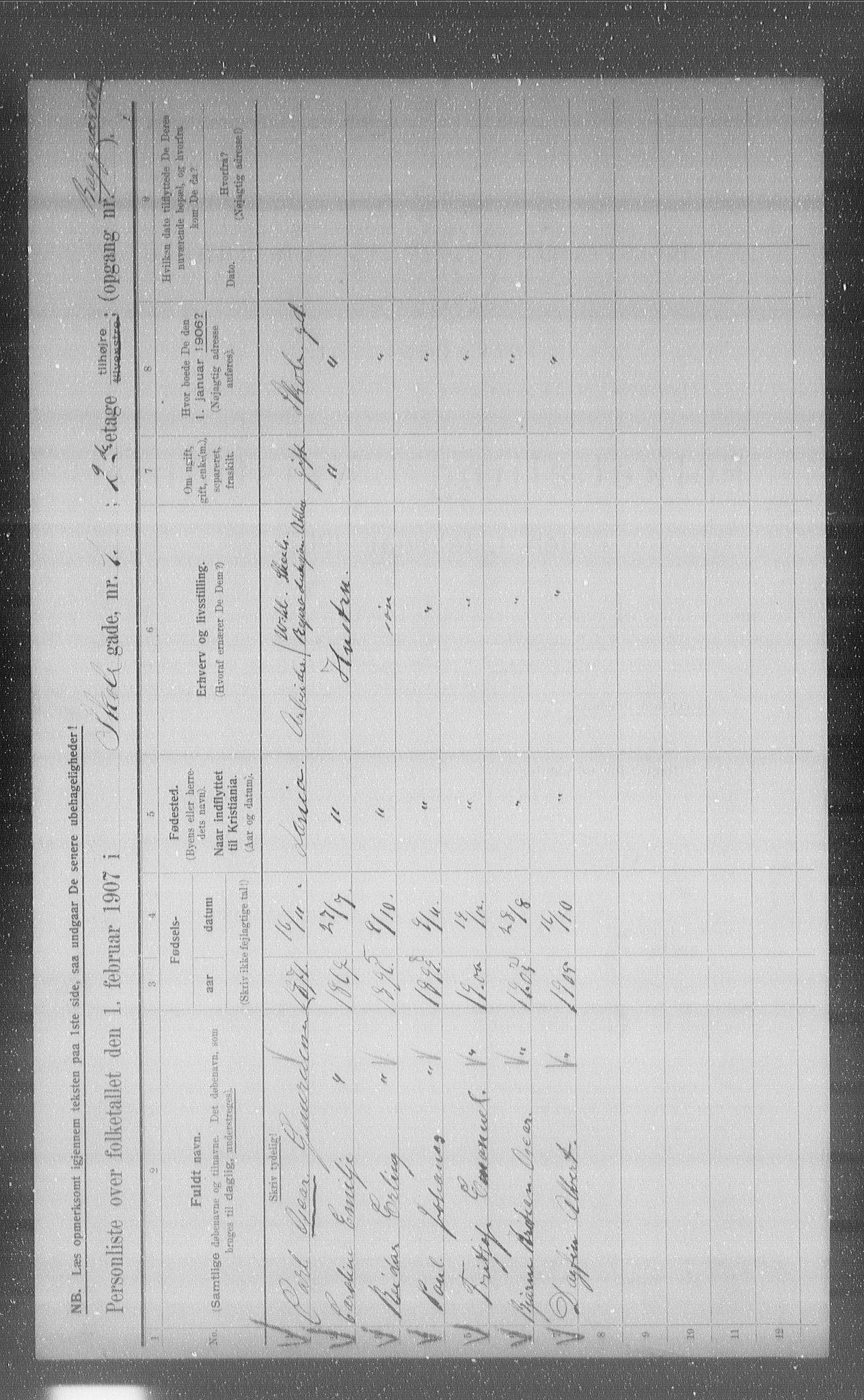 OBA, Kommunal folketelling 1.2.1907 for Kristiania kjøpstad, 1907, s. 49115