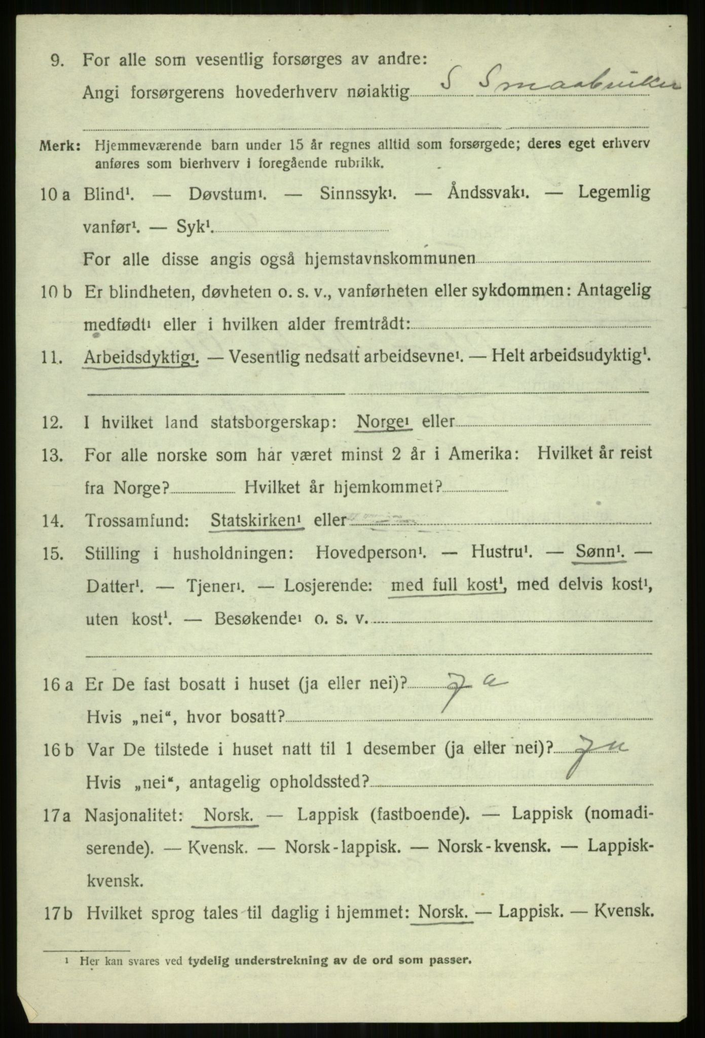 SATØ, Folketelling 1920 for 1927 Tranøy herred, 1920, s. 3374