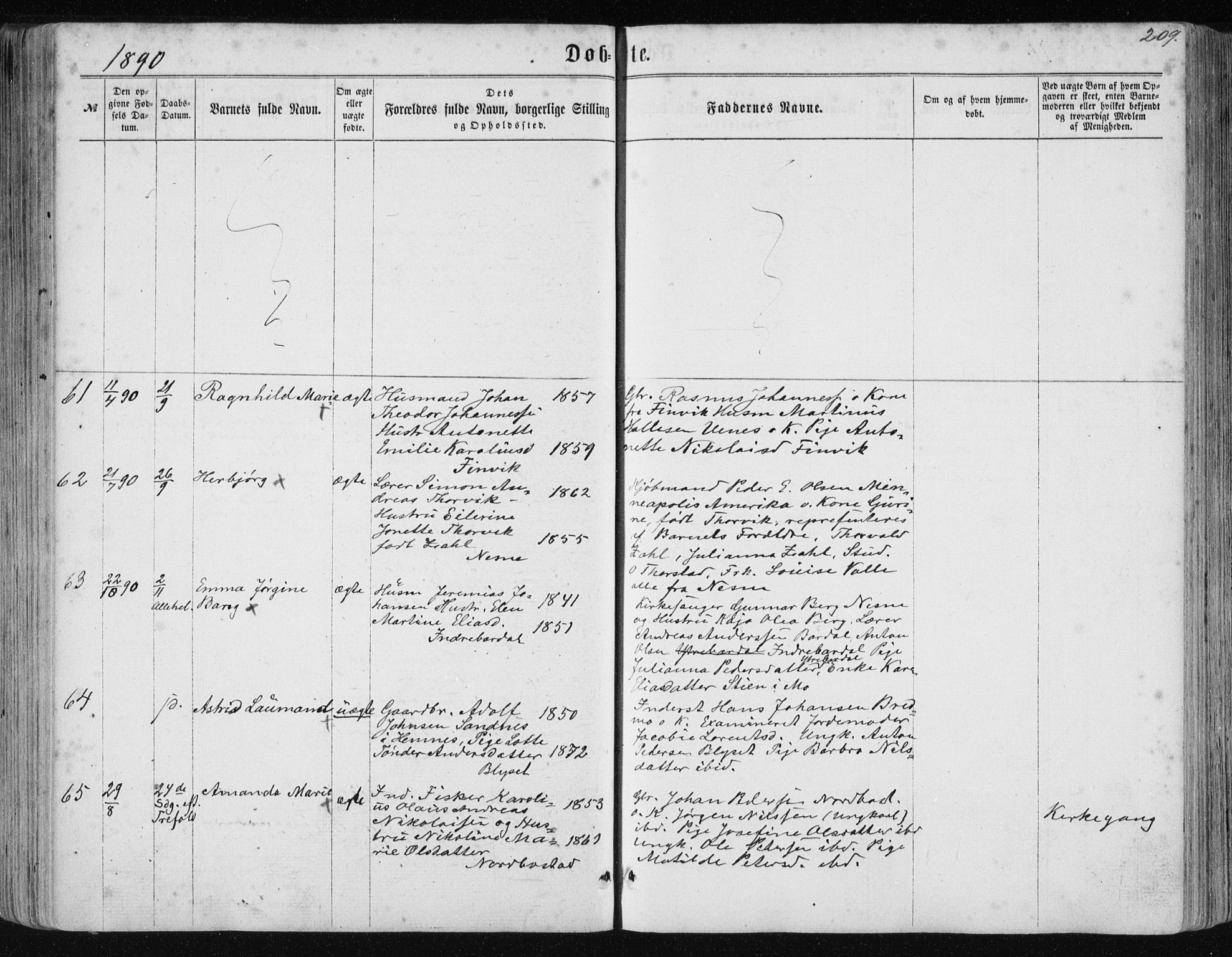 Ministerialprotokoller, klokkerbøker og fødselsregistre - Nordland, SAT/A-1459/838/L0556: Klokkerbok nr. 838C03, 1861-1893, s. 209