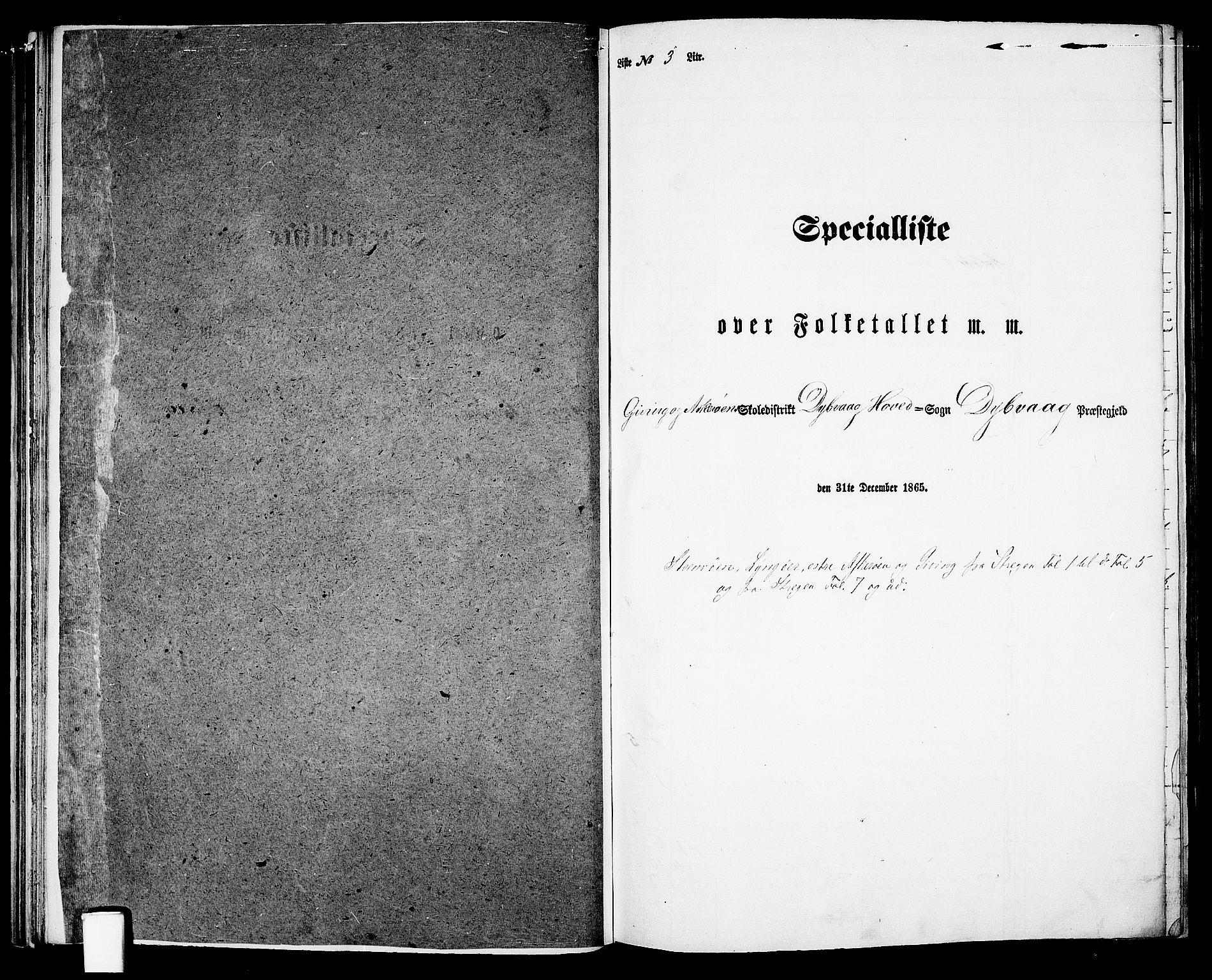 RA, Folketelling 1865 for 0915P Dypvåg prestegjeld, 1865, s. 49