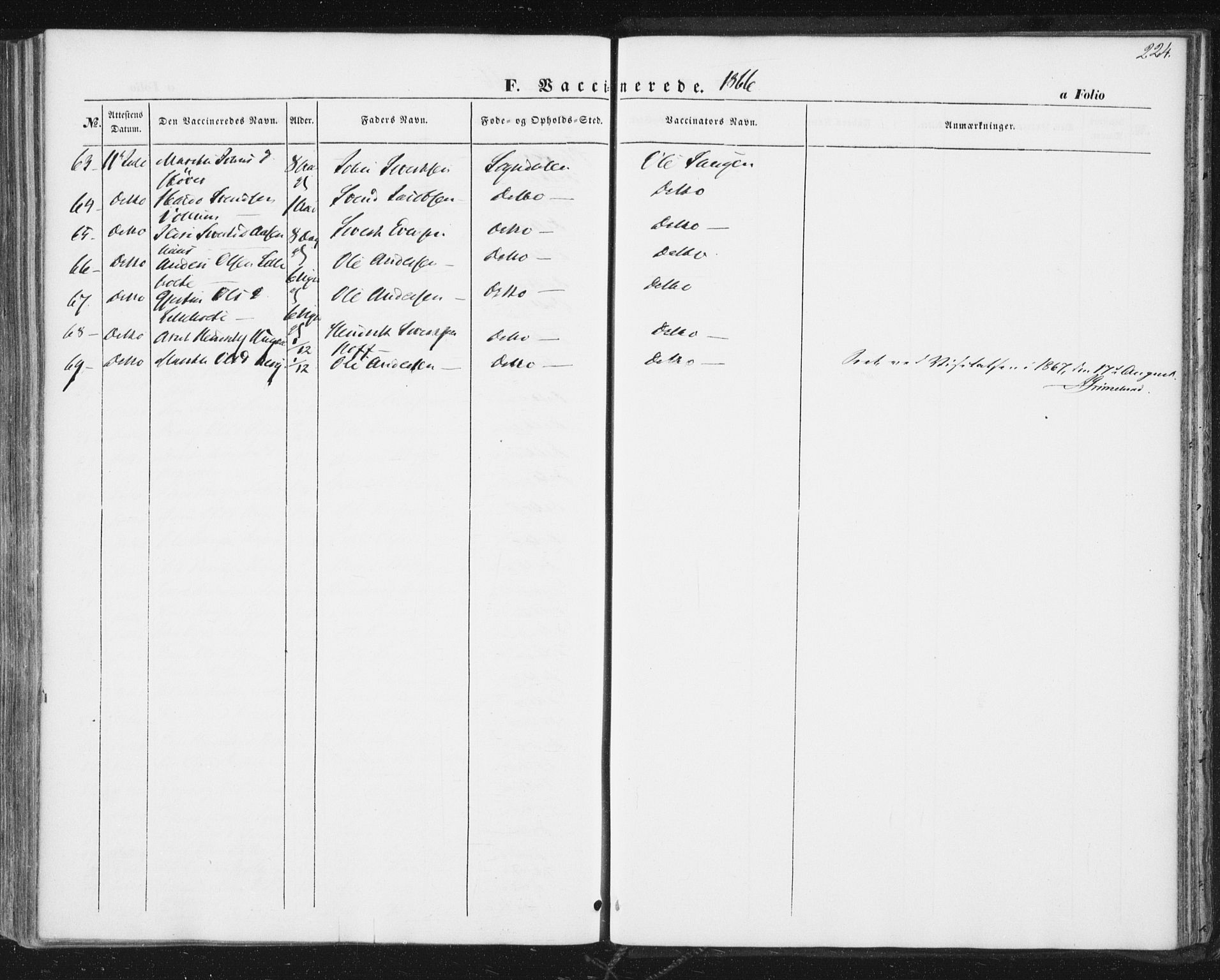 Ministerialprotokoller, klokkerbøker og fødselsregistre - Sør-Trøndelag, SAT/A-1456/689/L1038: Ministerialbok nr. 689A03, 1848-1872, s. 224