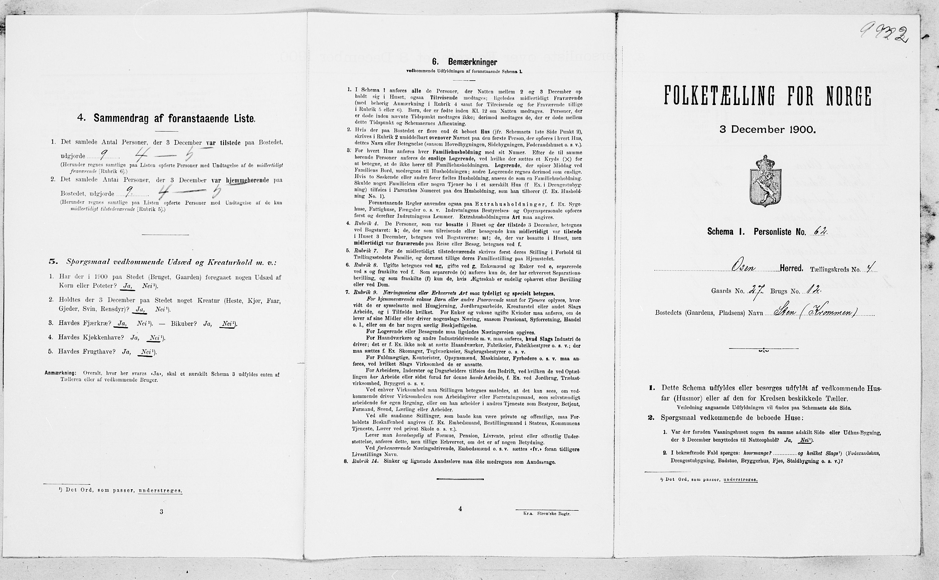 SAT, Folketelling 1900 for 1633 Osen herred, 1900, s. 365