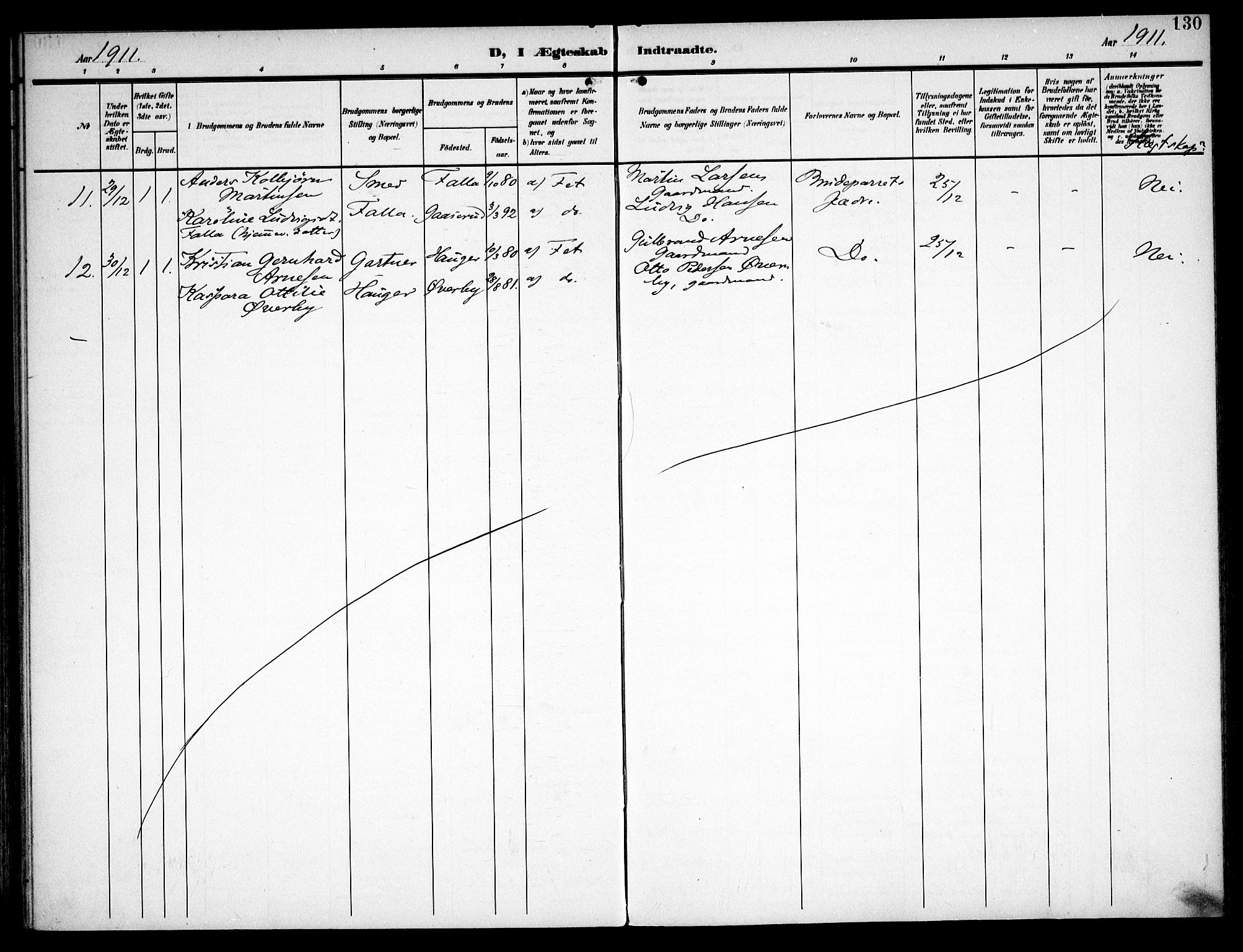 Fet prestekontor Kirkebøker, AV/SAO-A-10370a/F/Fa/L0016: Ministerialbok nr. I 16, 1905-1914, s. 130