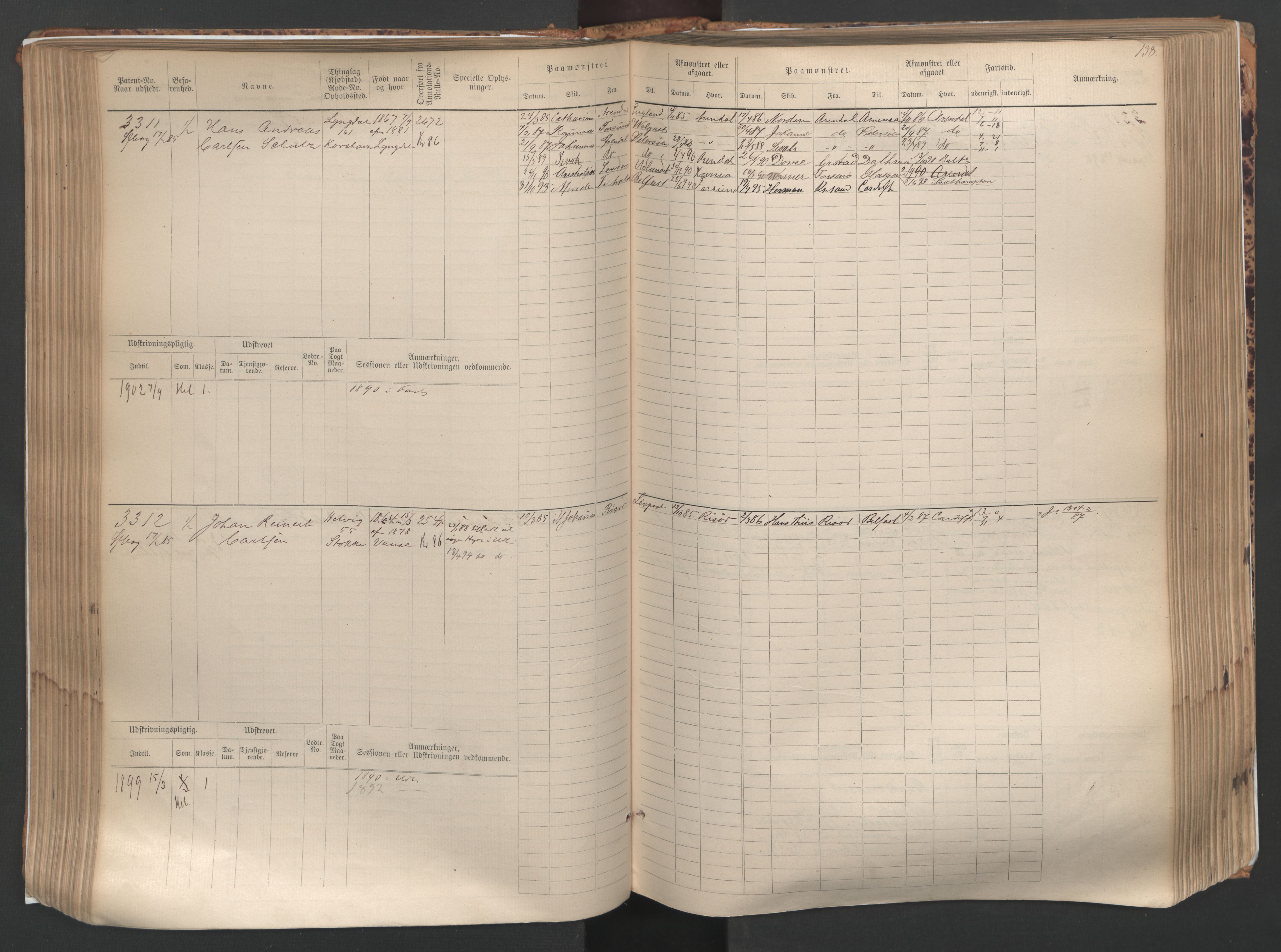 Farsund mønstringskrets, AV/SAK-2031-0017/F/Fb/L0005: Hovedrulle nr 3041-3804, M-8, 1883-1930, s. 141