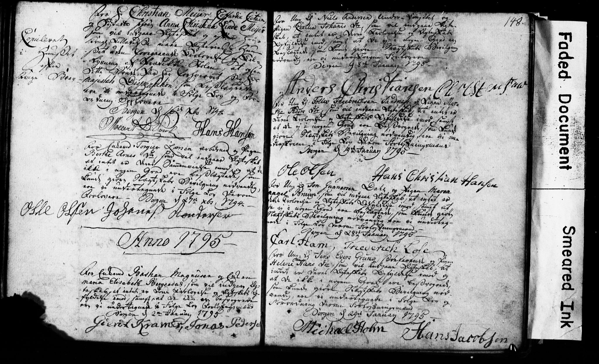 Korskirken sokneprestembete, SAB/A-76101: Forlovererklæringer nr. II.5.1, 1776-1816, s. 148