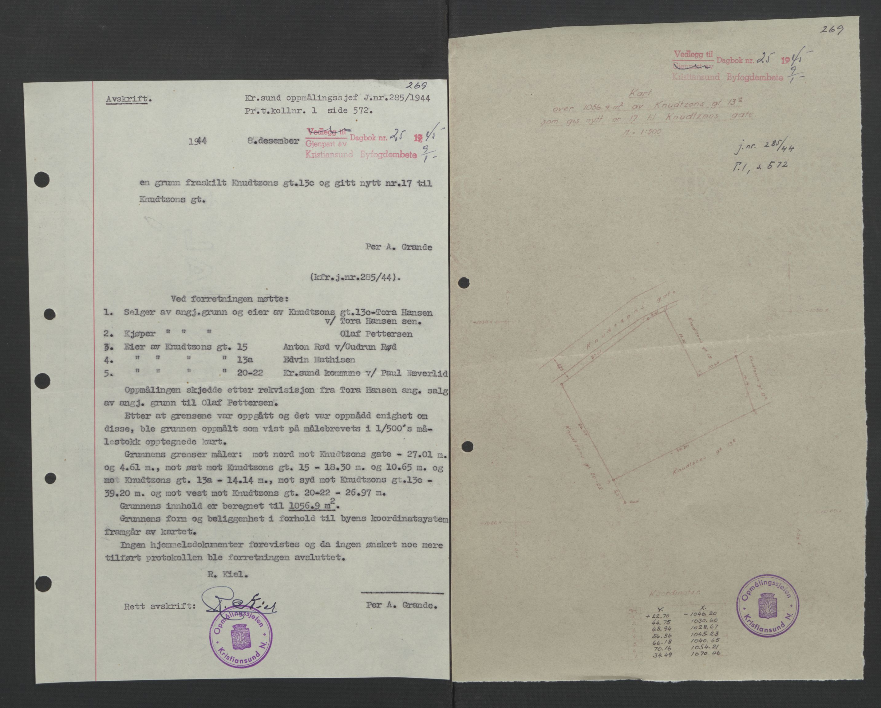 Kristiansund byfogd, AV/SAT-A-4587/A/27: Pantebok nr. 37, 1942-1945, Dagboknr: 25/1945