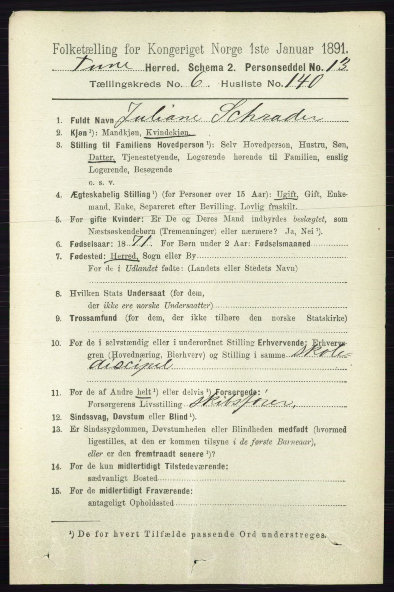 RA, Folketelling 1891 for 0130 Tune herred, 1891, s. 5040
