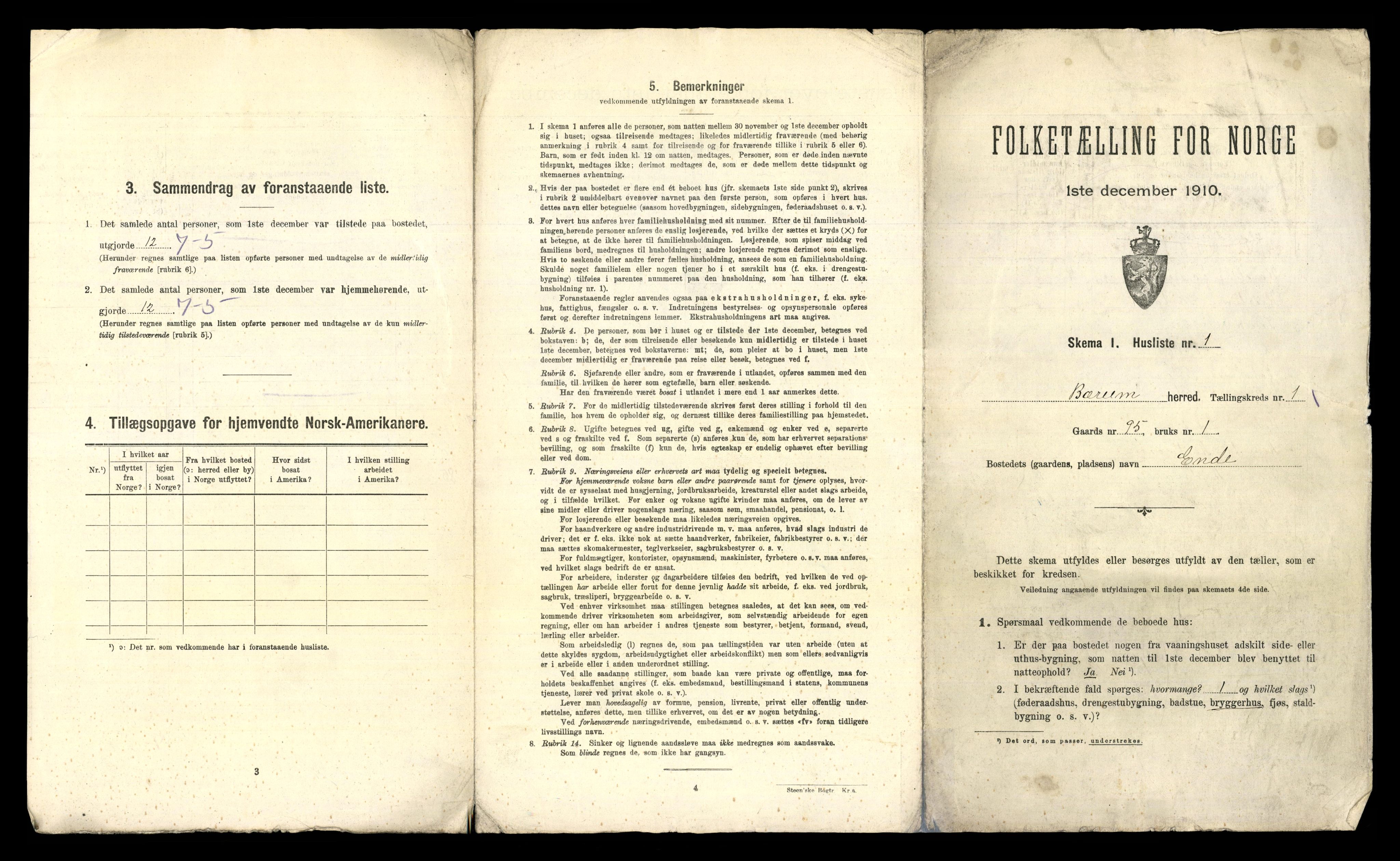 RA, Folketelling 1910 for 0219 Bærum herred, 1910, s. 91