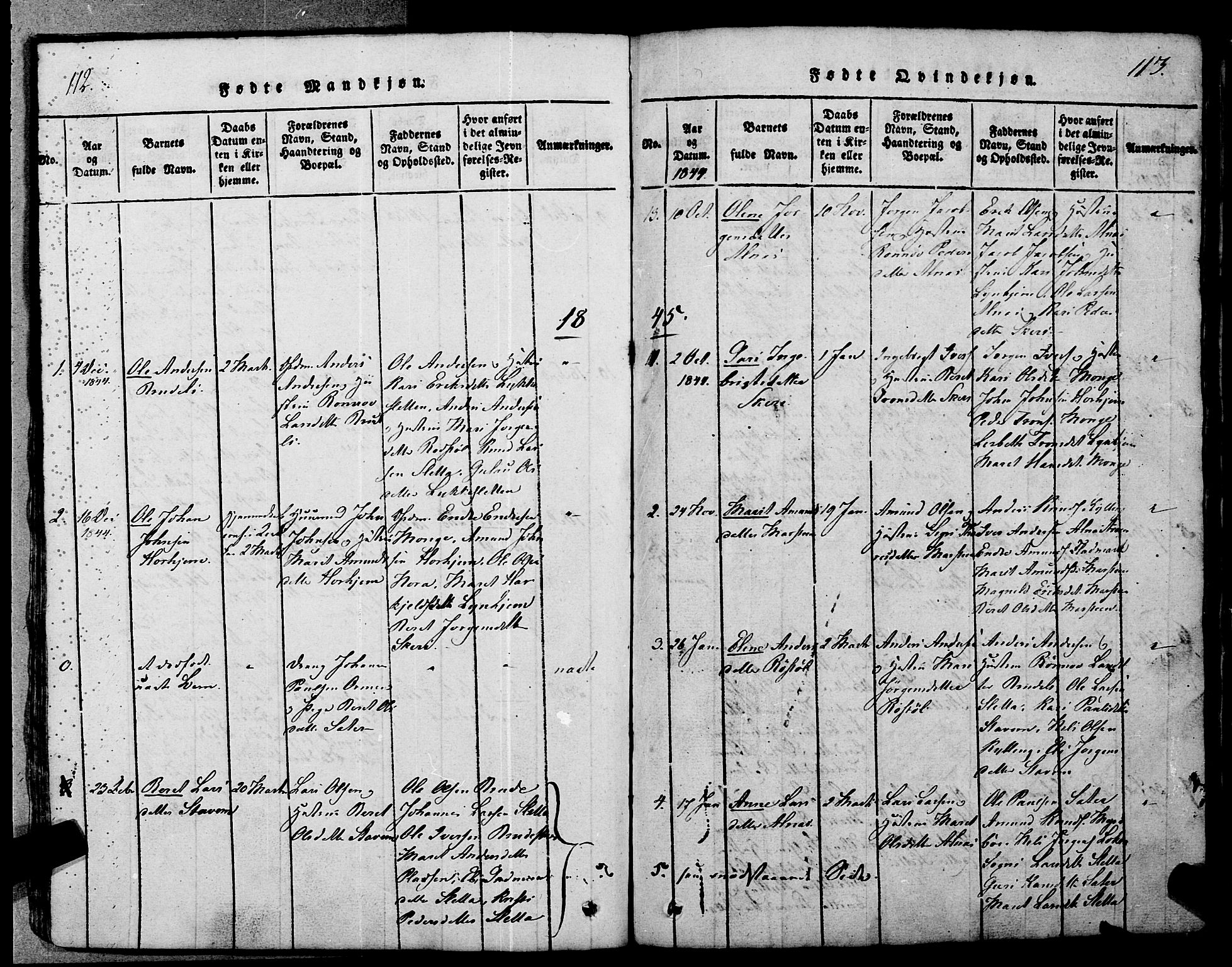 Ministerialprotokoller, klokkerbøker og fødselsregistre - Møre og Romsdal, AV/SAT-A-1454/546/L0593: Ministerialbok nr. 546A01, 1818-1853, s. 112-113