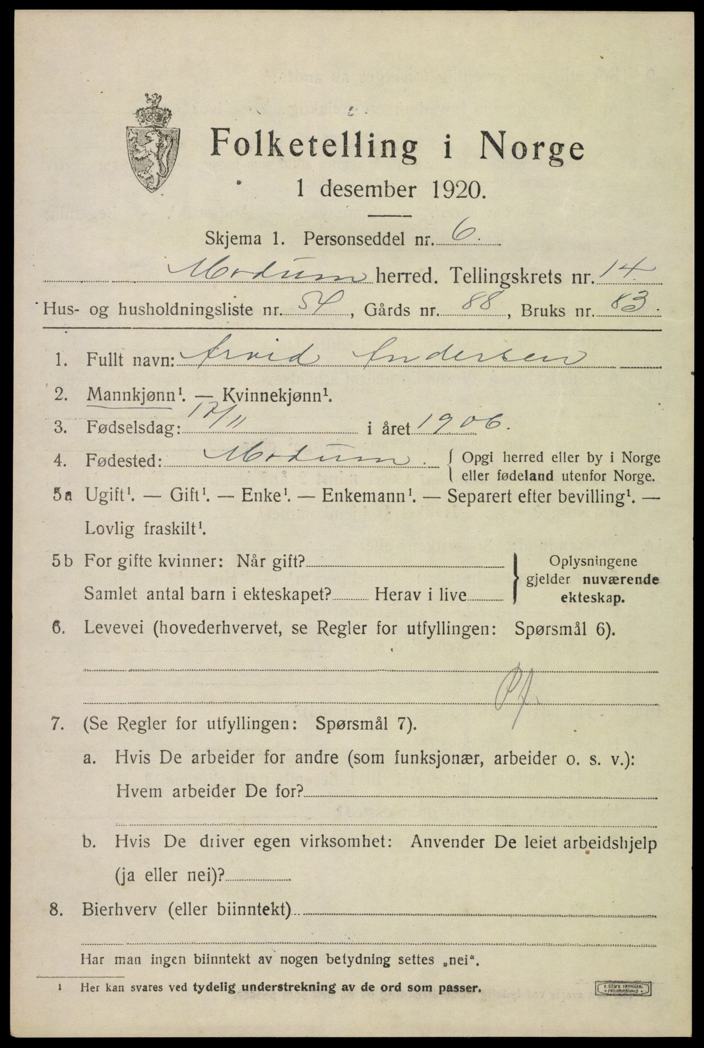 SAKO, Folketelling 1920 for 0623 Modum herred, 1920, s. 16687