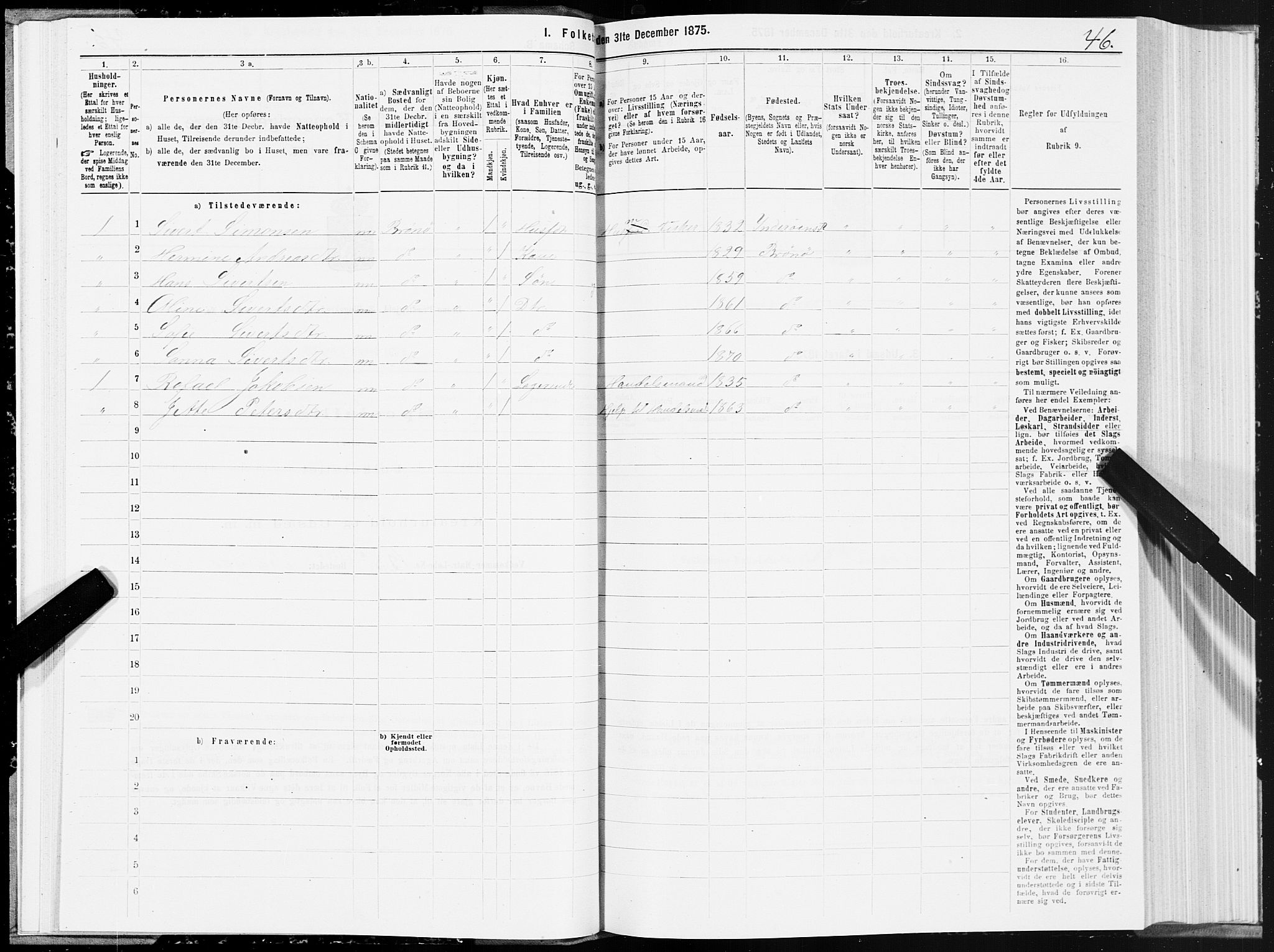 SAT, Folketelling 1875 for 1814P Brønnøy prestegjeld, 1875, s. 3046