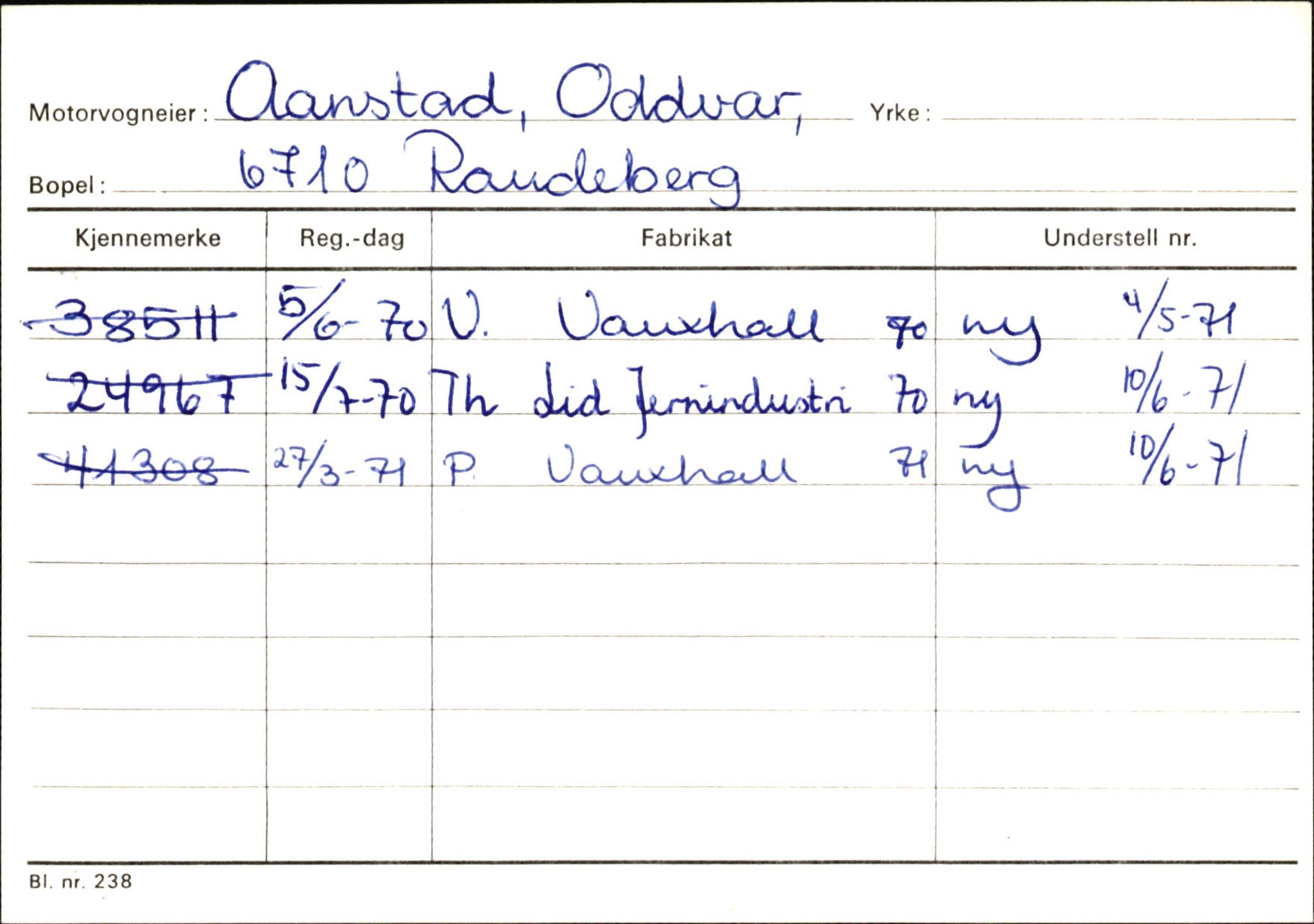 Statens vegvesen, Sogn og Fjordane vegkontor, SAB/A-5301/4/F/L0145: Registerkort Vågsøy S-Å. Årdal I-P, 1945-1975, s. 826