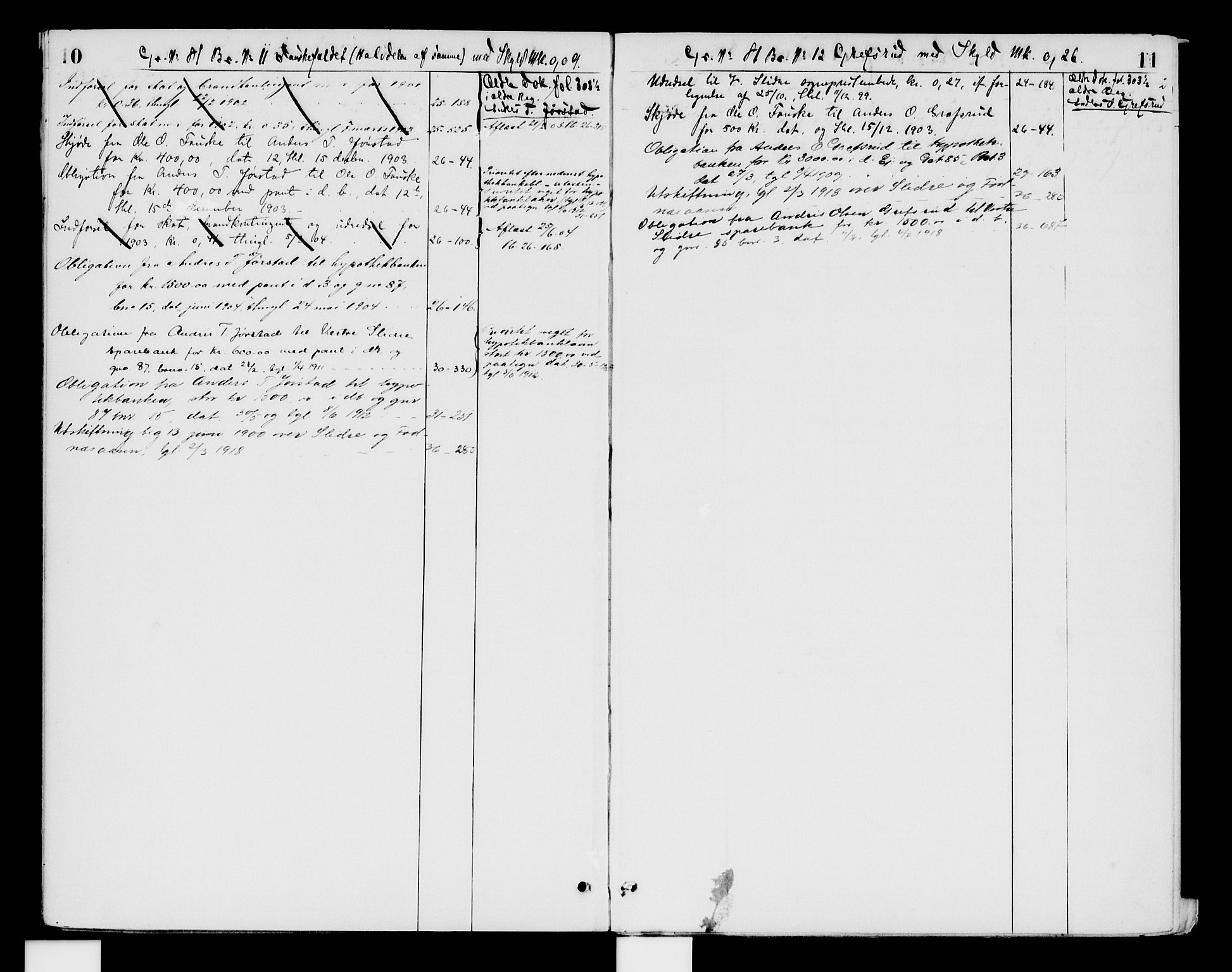 Valdres sorenskriveri, AV/SAH-TING-016/H/Ha/Had/Hada/L0010: Panteregister nr. 4.10, 1896-1924, s. 10-11