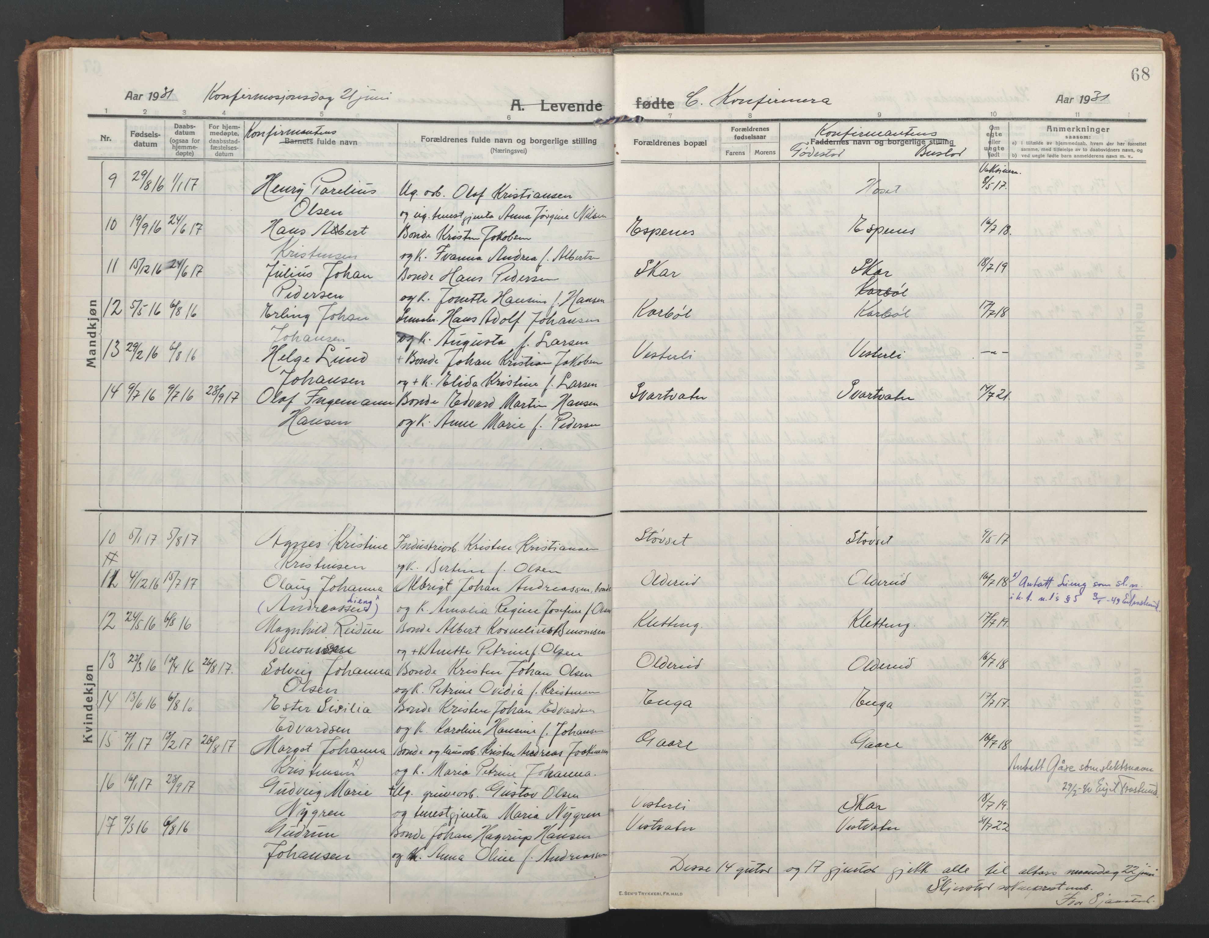 Ministerialprotokoller, klokkerbøker og fødselsregistre - Nordland, AV/SAT-A-1459/852/L0748: Ministerialbok nr. 852A18, 1913-1932, s. 68