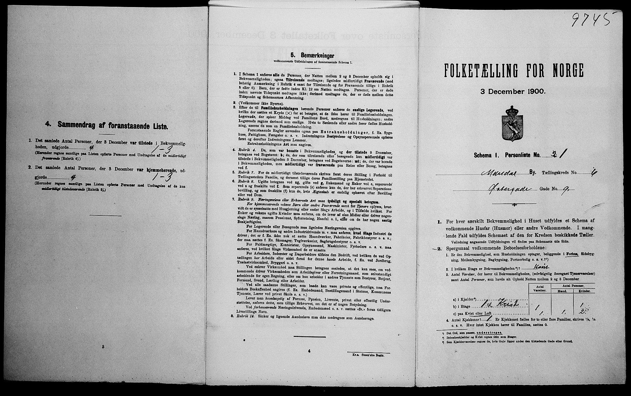 SAK, Folketelling 1900 for 1002 Mandal ladested, 1900, s. 780