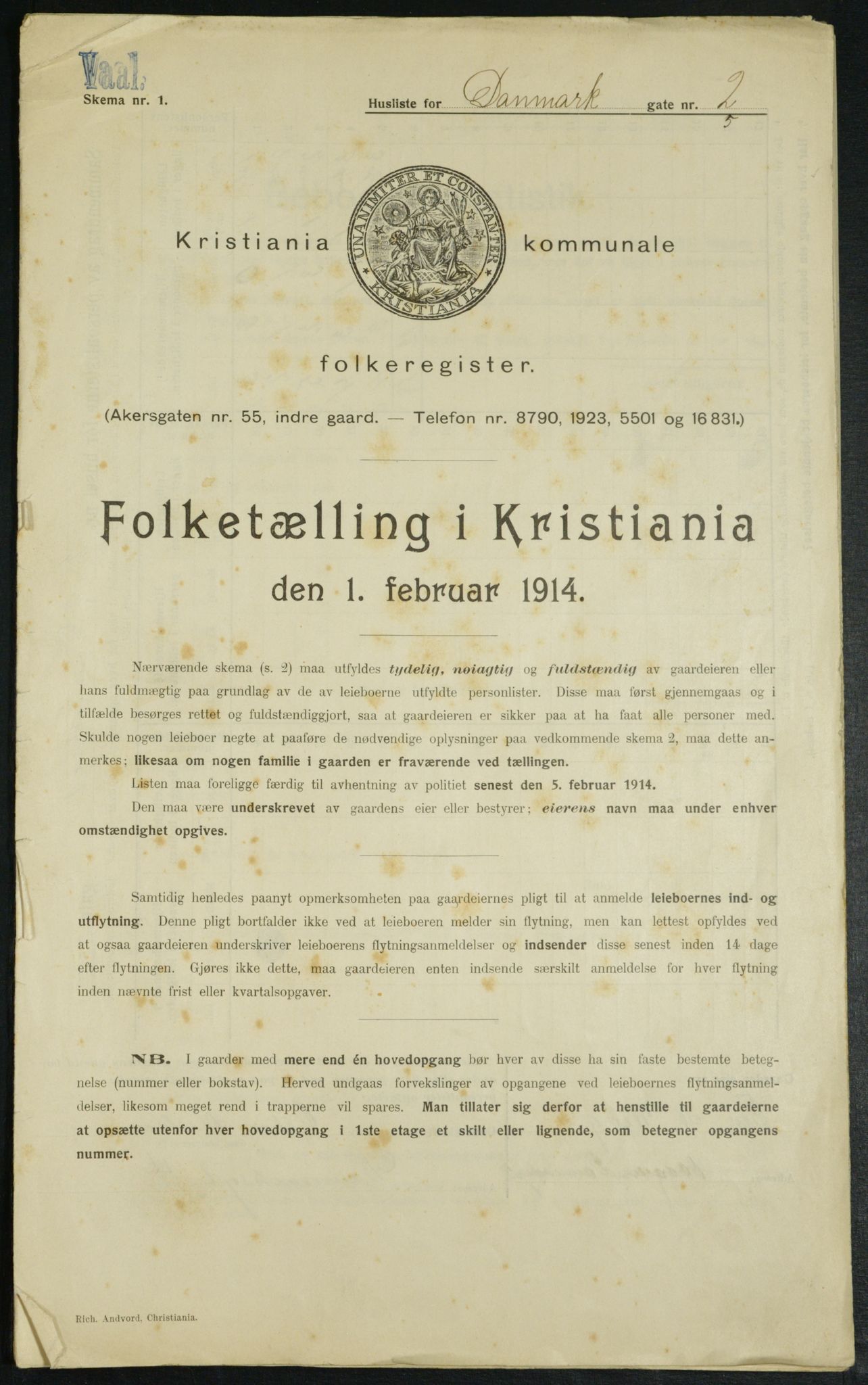 OBA, Kommunal folketelling 1.2.1914 for Kristiania, 1914, s. 14705