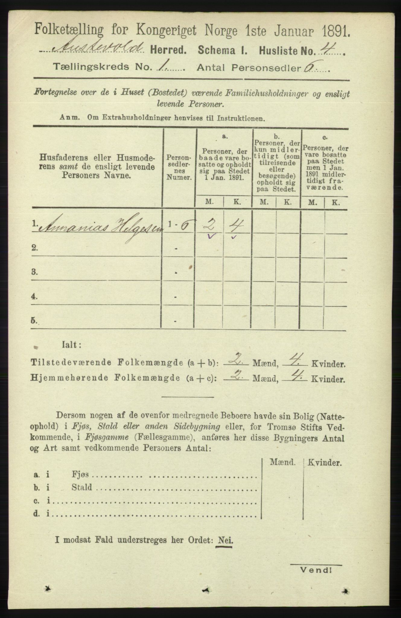 RA, Folketelling 1891 for 1244 Austevoll herred, 1891, s. 21