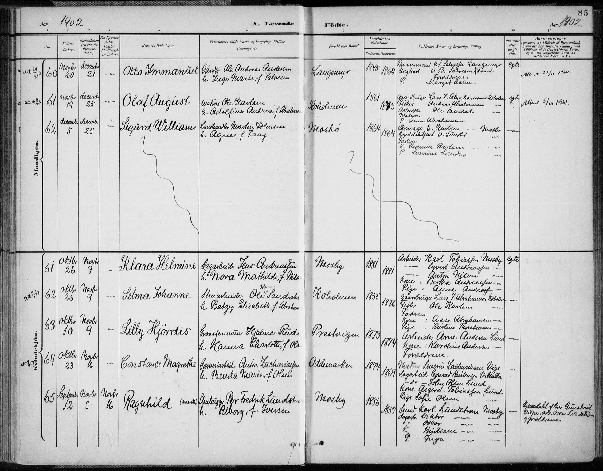 Oddernes sokneprestkontor, AV/SAK-1111-0033/F/Fa/Faa/L0010: Ministerialbok nr. A 10, 1897-1911, s. 85