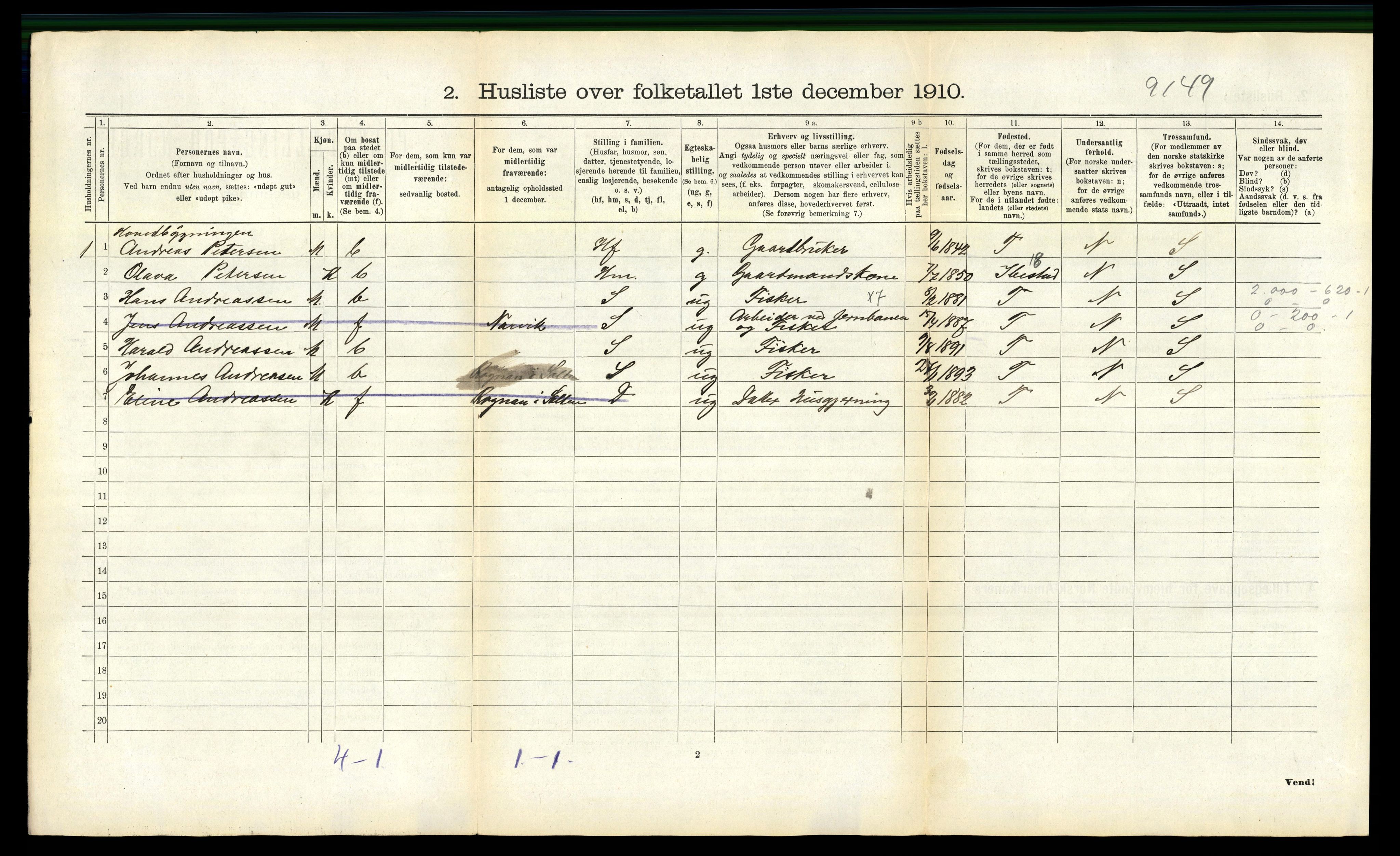 RA, Folketelling 1910 for 1852 Tjeldsund herred, 1910, s. 375