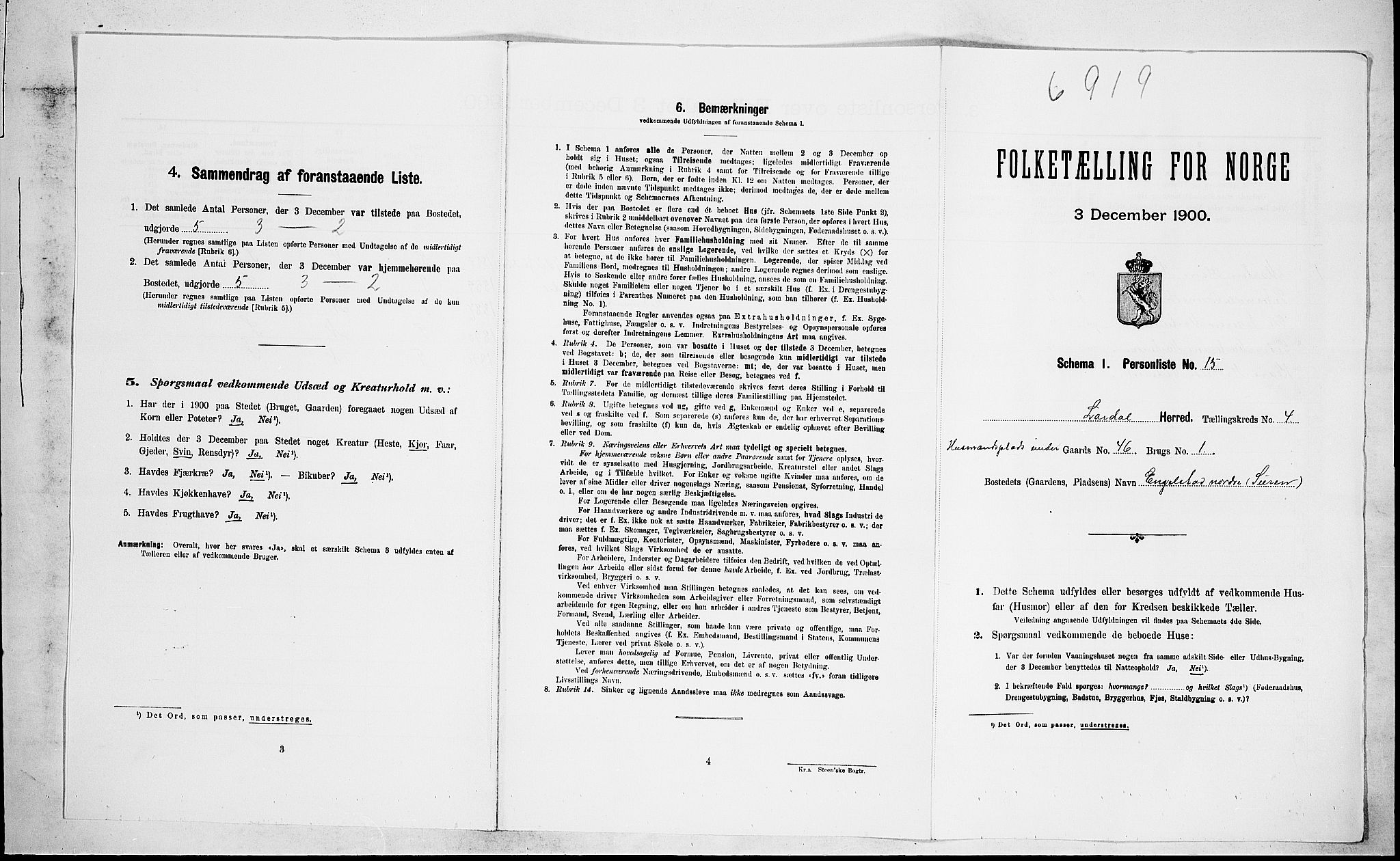 RA, Folketelling 1900 for 0728 Lardal herred, 1900, s. 516