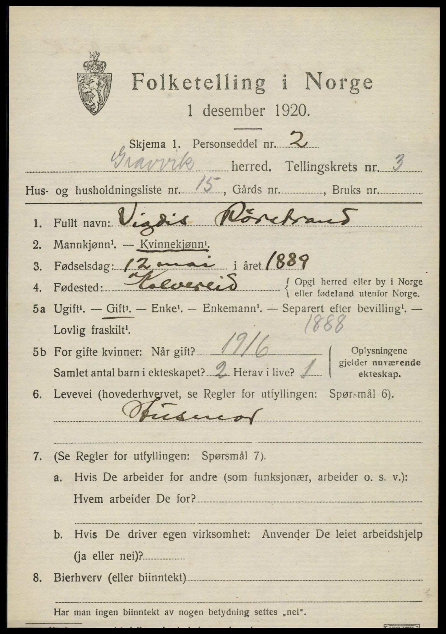 SAT, Folketelling 1920 for 1754 Gravvik herred, 1920, s. 1830