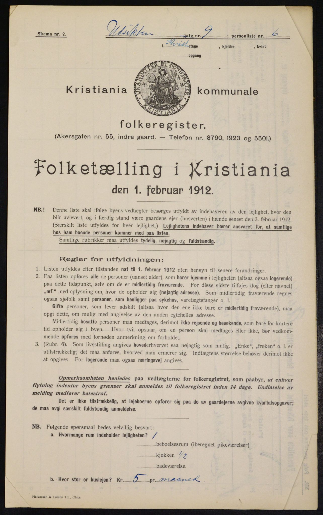 OBA, Kommunal folketelling 1.2.1912 for Kristiania, 1912, s. 121345