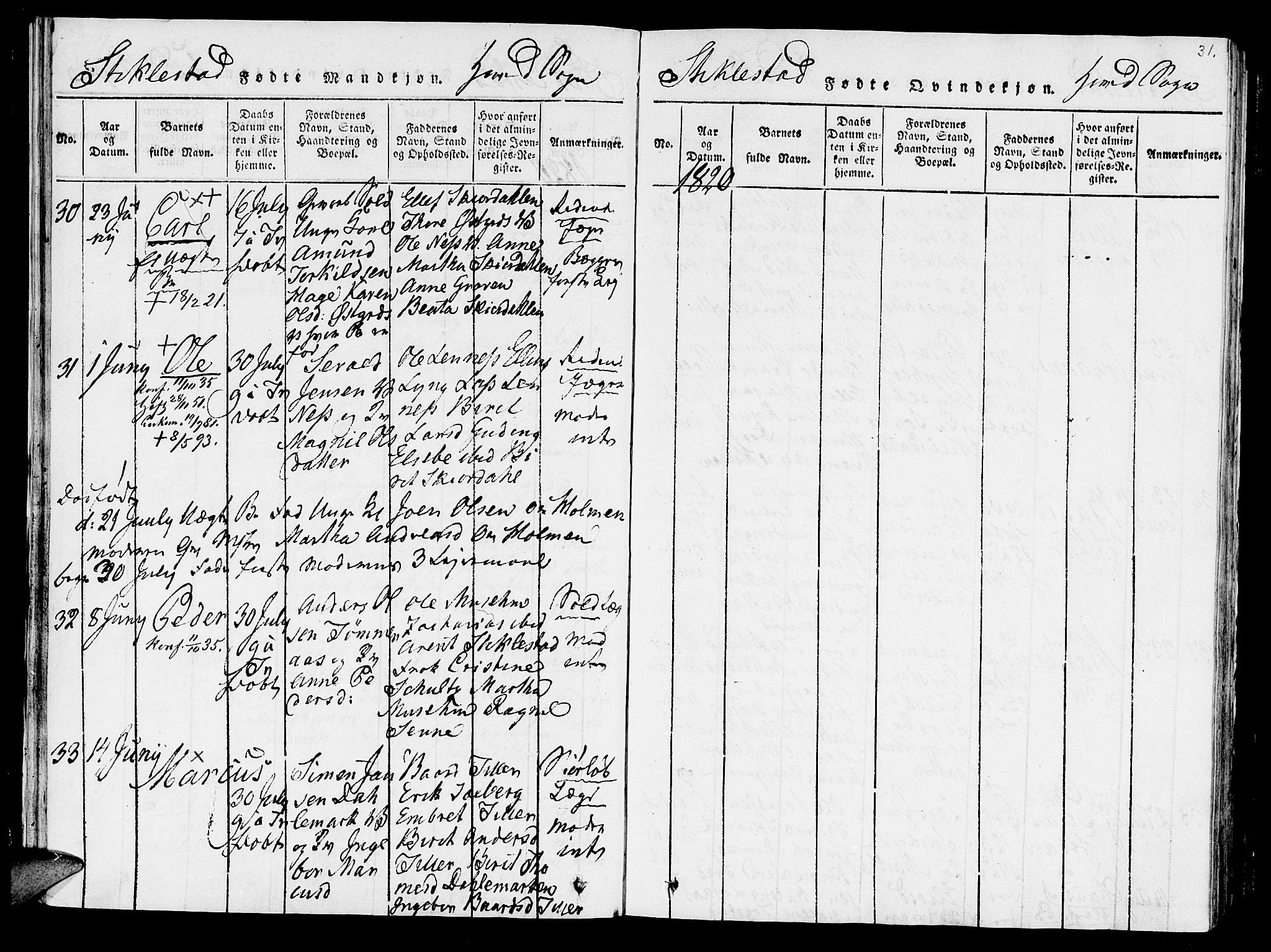 Ministerialprotokoller, klokkerbøker og fødselsregistre - Nord-Trøndelag, SAT/A-1458/723/L0234: Ministerialbok nr. 723A05 /1, 1816-1840, s. 31