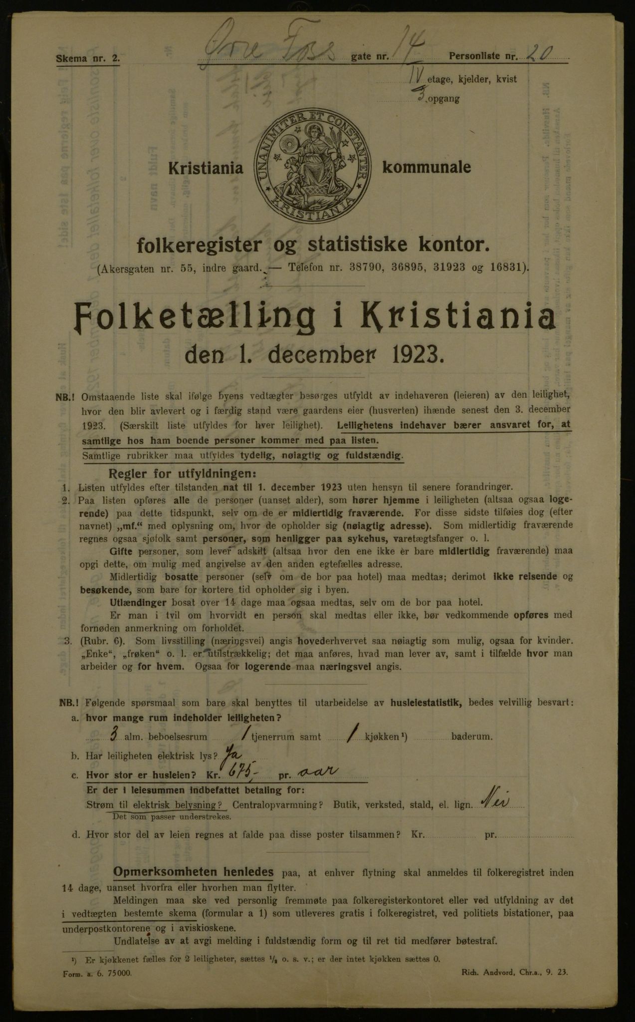 OBA, Kommunal folketelling 1.12.1923 for Kristiania, 1923, s. 143026