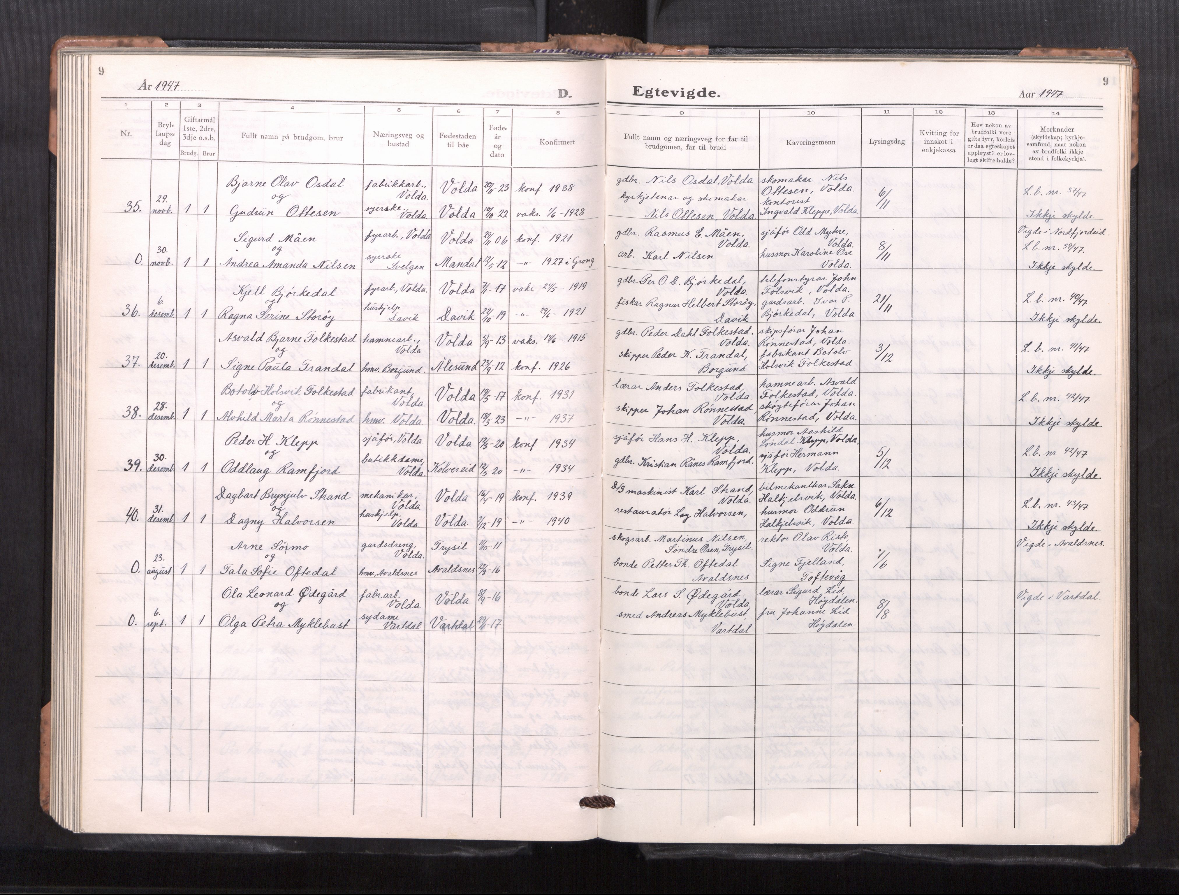 Ministerialprotokoller, klokkerbøker og fødselsregistre - Møre og Romsdal, AV/SAT-A-1454/511/L0162: Klokkerbok nr. 511---, 1948-1958, s. 9