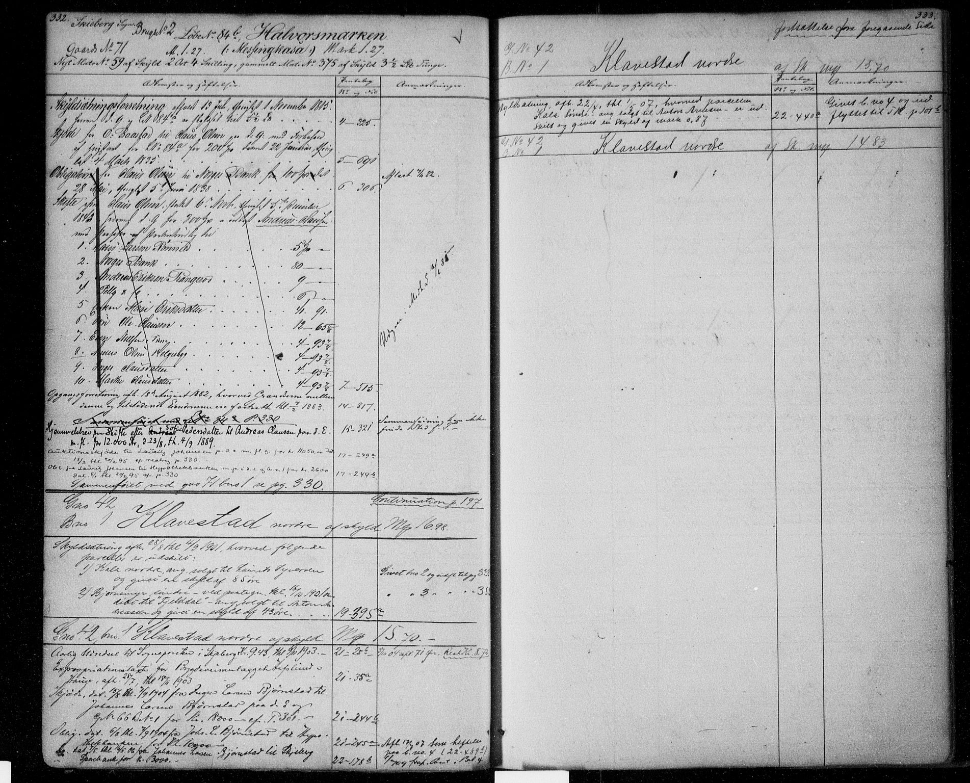 Idd og Marker sorenskriveri, AV/SAO-A-10283/G/Ga/Gac/L0002: Panteregister nr. II 2, 1848-1911, s. 332-333