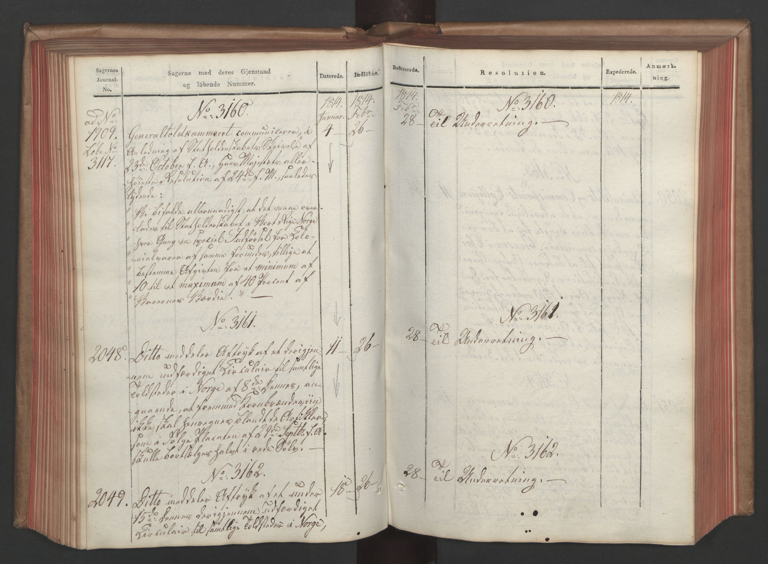 Stattholderembetet 1810-1814, 1. kontor (Kontor A), AV/RA-EA-2872/Aa/L0005: Kollegial referatprotokoll,  j.nr. 1850-2054,  l.nr. 2241-3167, 1813-1814, s. 125