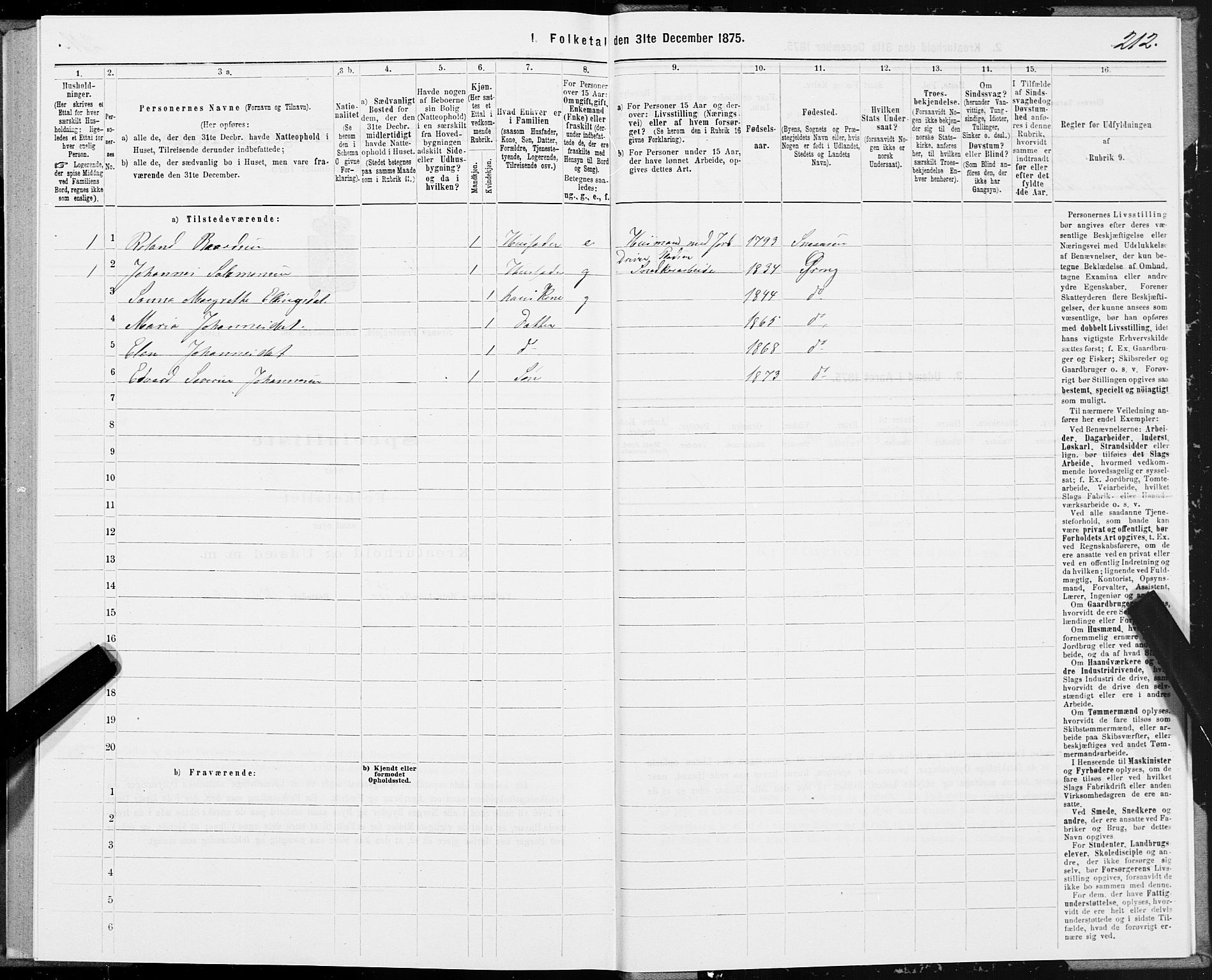 SAT, Folketelling 1875 for 1742P Grong prestegjeld, 1875, s. 1212